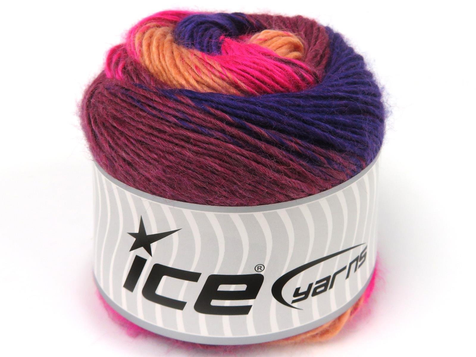 Lot of 3 x 100gr Skeins Ice Yarns CAKES NAPOLITANO Yarn Purple Burgundy Pink Light Salmon