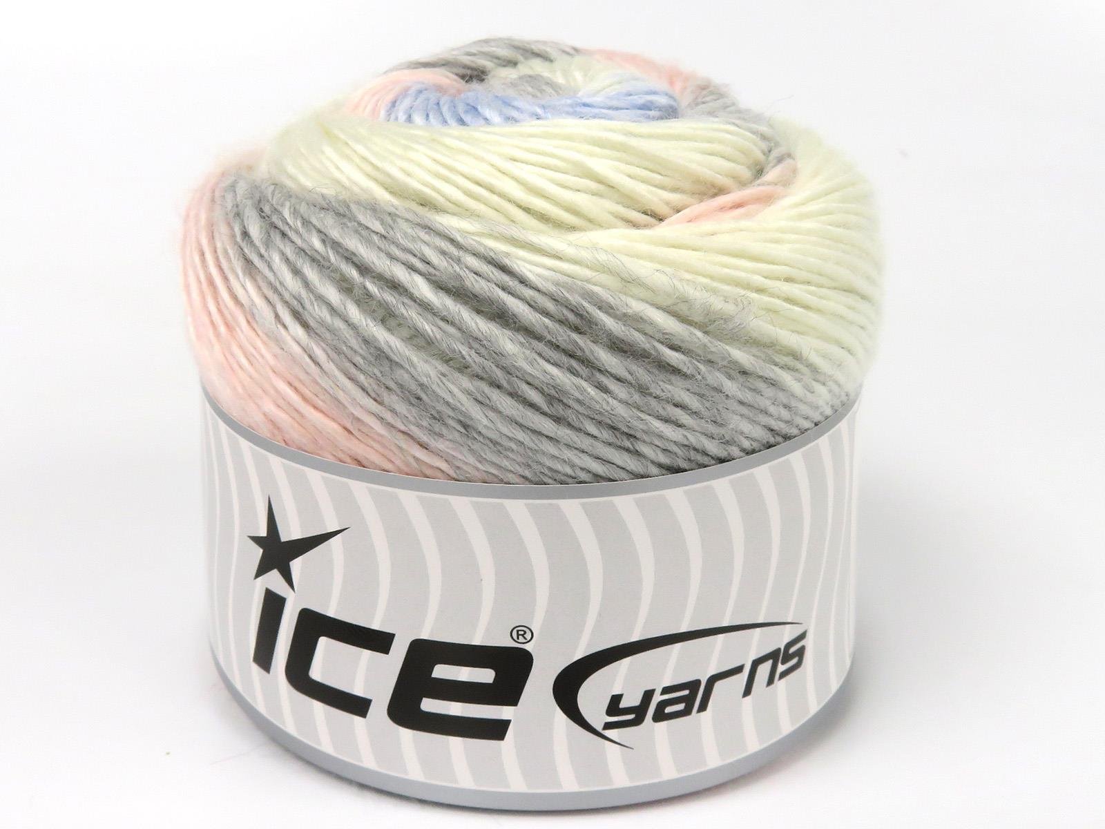 Lot of 3 x 100gr Skeins Ice Yarns CAKES NAPOLITANO Yarn Ecru Light Grey Light Pink Light Blue