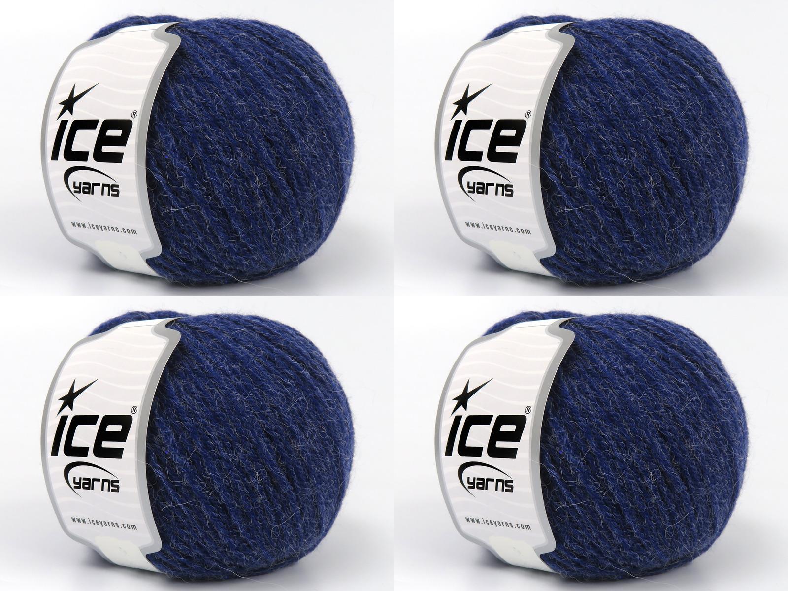 Lot of 4 Skeins Ice Yarns ALPACA PAILLETTE (20% Alpaca 5% Paillette) Yarn Dark Blue