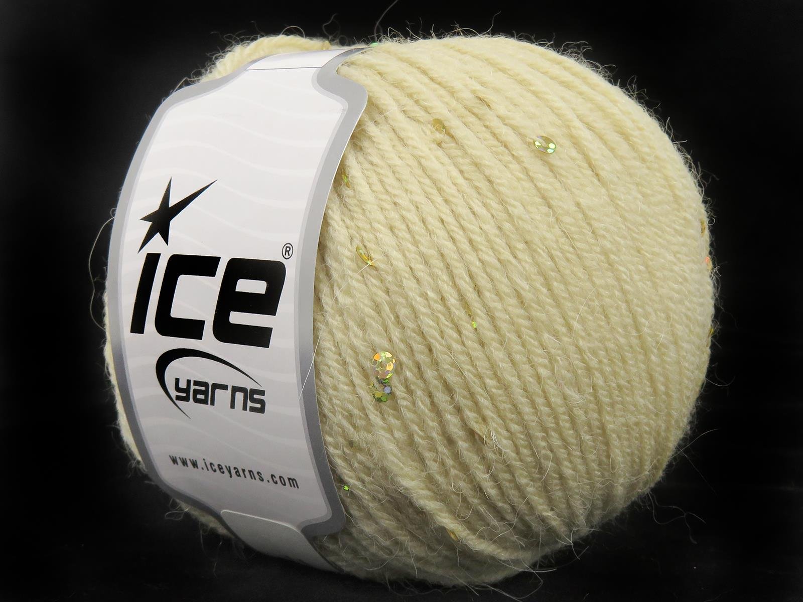 Lot of 4 Skeins Ice Yarns ALPACA PAILLETTE (20% Alpaca 5% Paillette) Yarn Cream