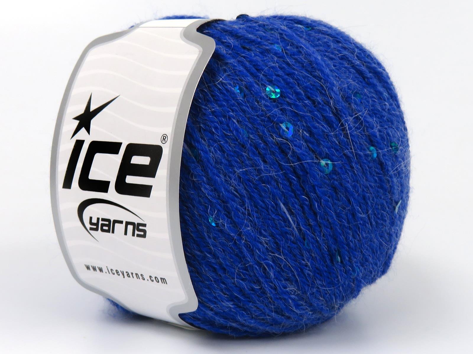 Lot of 4 Skeins Ice Yarns ALPACA PAILLETTE (20% Alpaca 5% Paillette) Yarn Blue