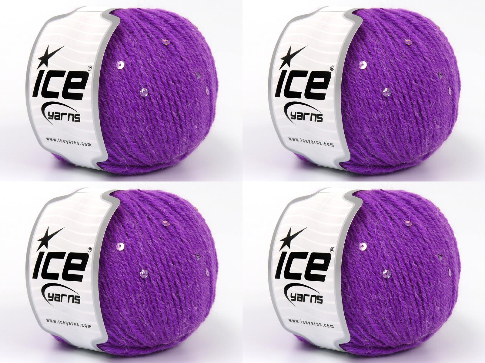 Lot of 4 Skeins Ice Yarns ALPACA PAILLETTE (20% Alpaca 5% Paillette) Yarn Fuchsia