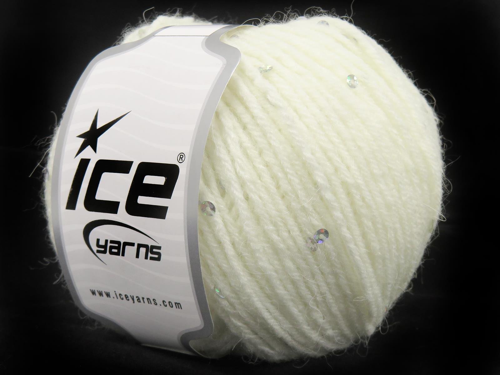 Lot of 4 Skeins Ice Yarns ALPACA PAILLETTE (20% Alpaca 5% Paillette) Yarn White