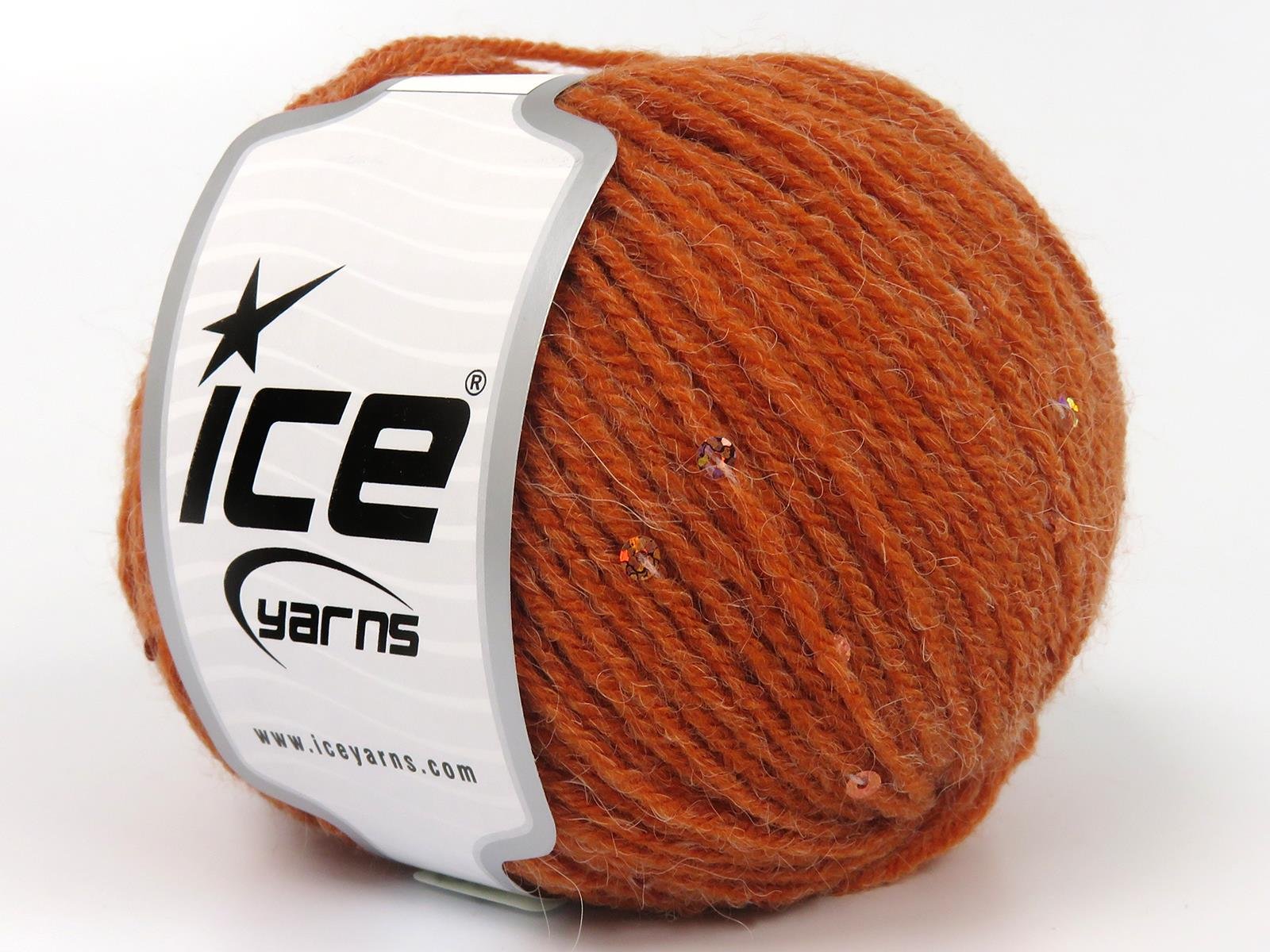 Lot of 4 Skeins Ice Yarns ALPACA PAILLETTE (20% Alpaca 5% Paillette) Yarn Orange