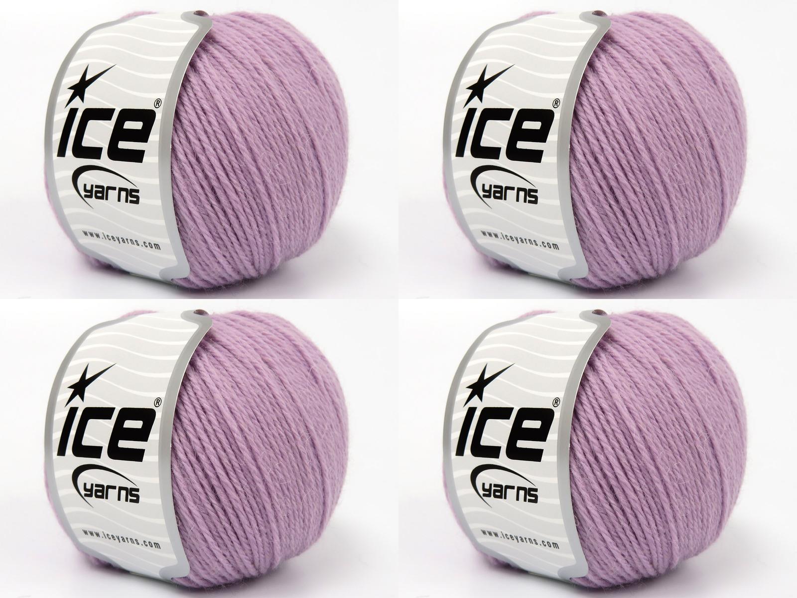 Lot of 4 Skeins Ice Yarns BABY ALPACA (45% Superwash Extrafine Merino Wool) Yarn Pinkish Lilac
