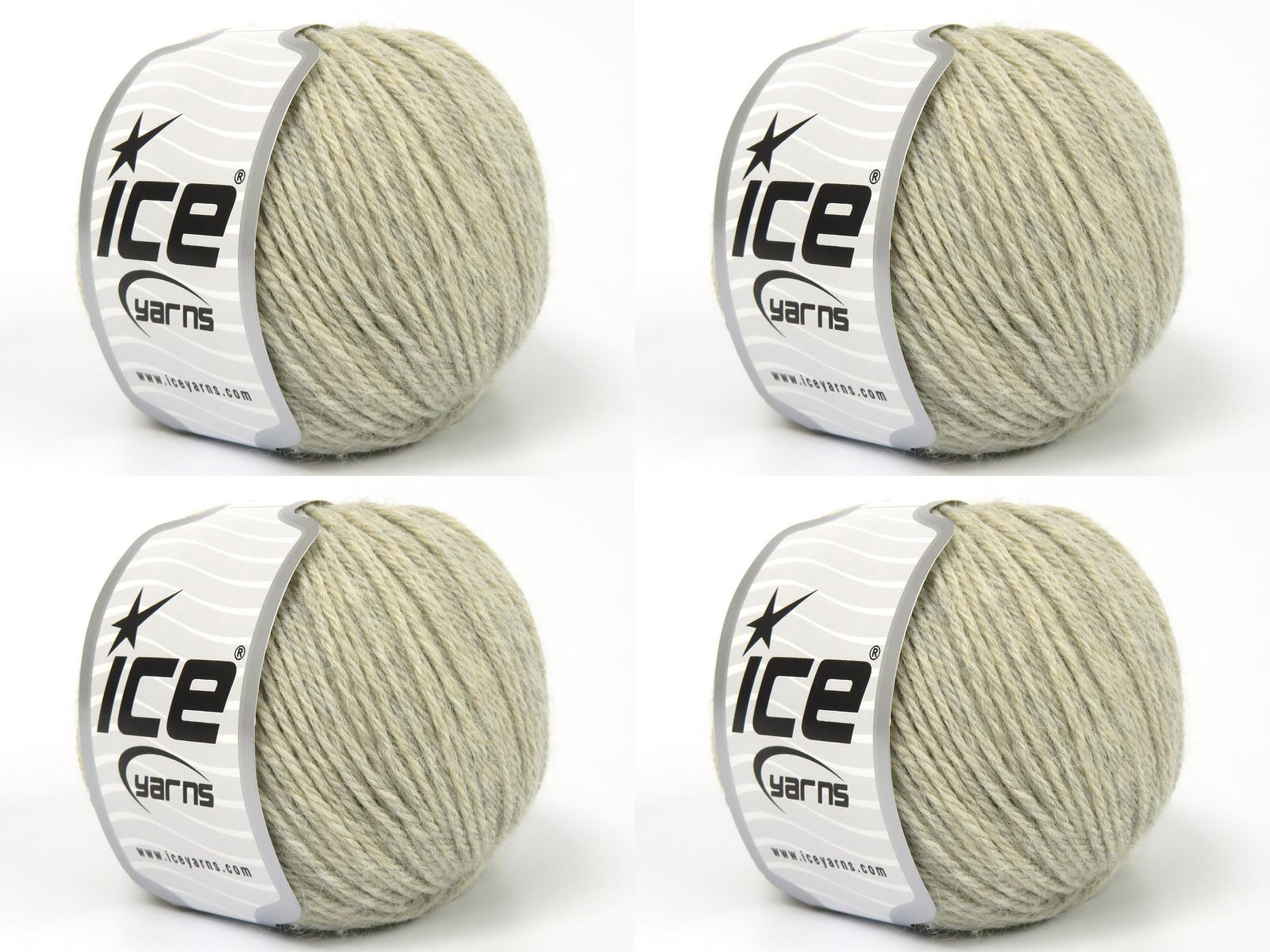 Lot of 4 Skeins Ice Yarns BABY ALPACA NATURAL COLORS (55% Baby Alpaca 45% Superwash Extrafine Merino Wool) Yarn Light Grey