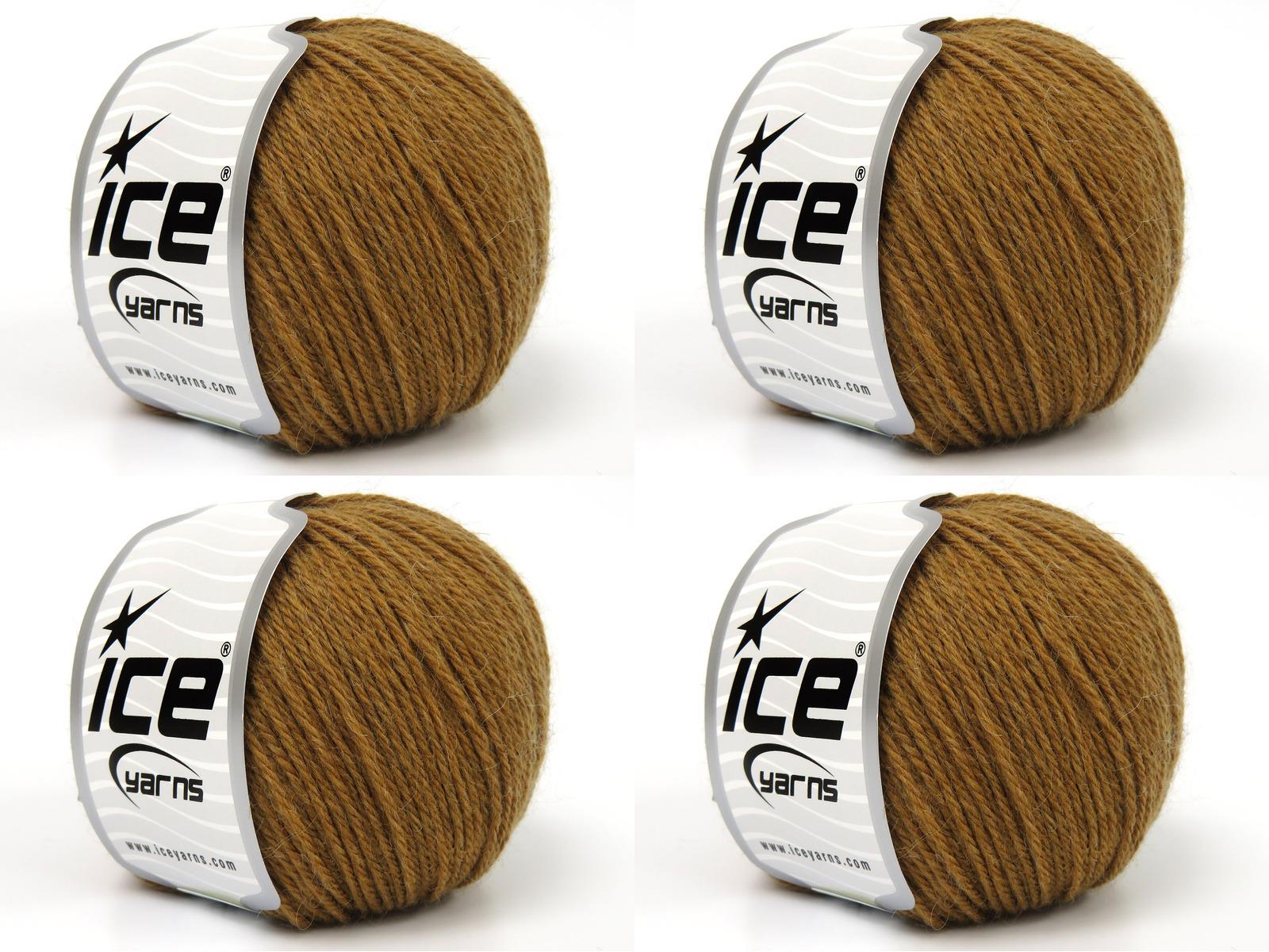 Lot of 4 Skeins Ice Yarns BABY ALPACA NATURAL COLORS (55% Baby Alpaca 45% Superwash Extrafine Merino Wool) Yarn Brown