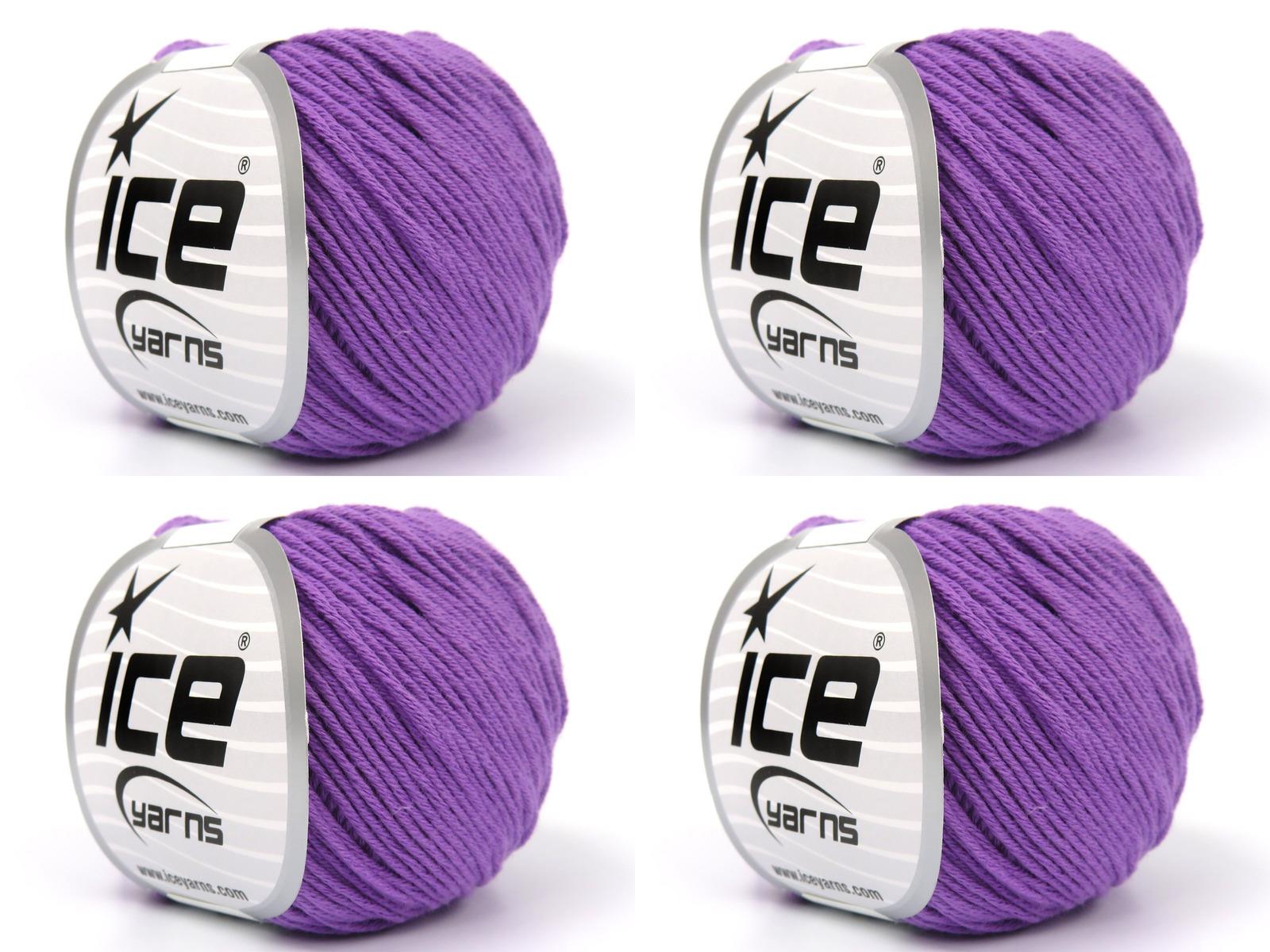 Lot of 4 Skeins Ice Yarns ORGANIC BABY COTTON (100% Organic Cotton) Yarn Lilac