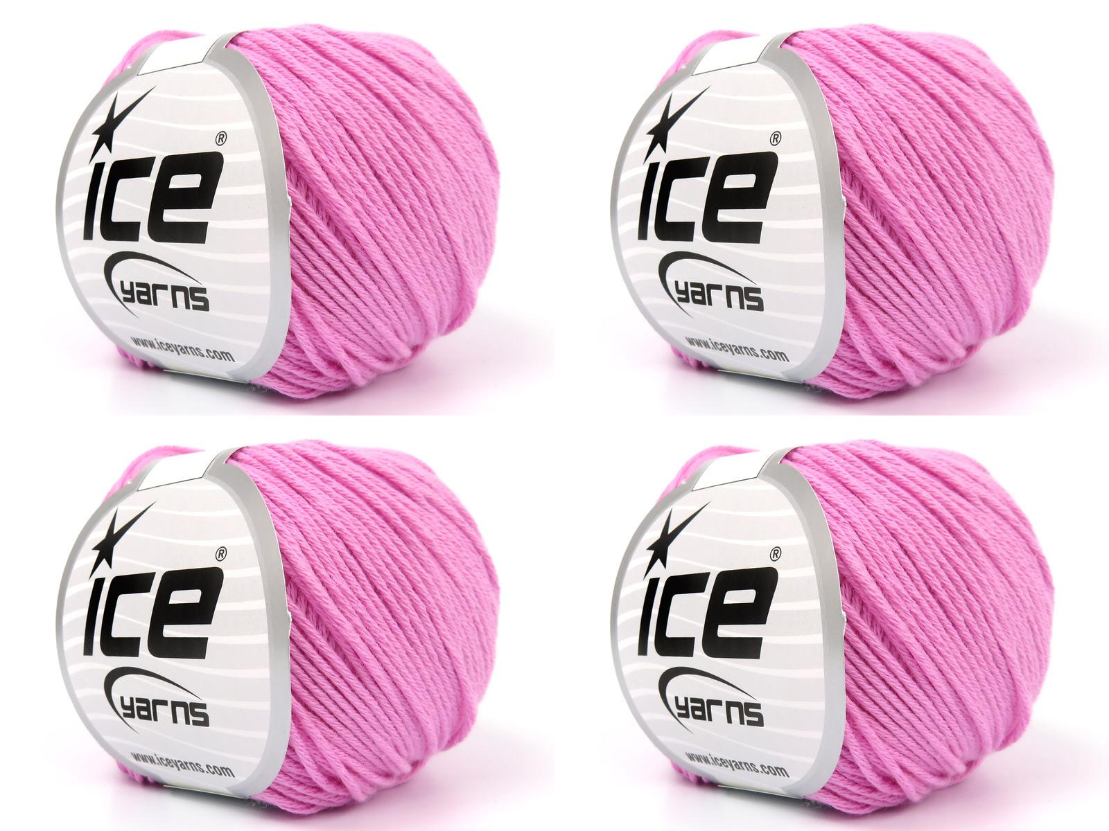 Lot of 4 Skeins Ice Yarns ORGANIC BABY COTTON (100% Organic Cotton) Yarn Baby Pink
