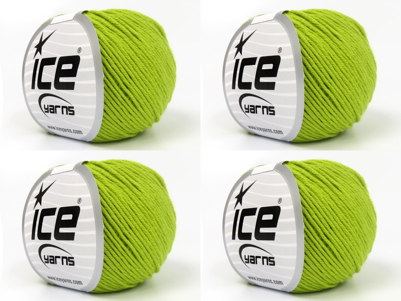 Lot of 4 Skeins Ice Yarns ORGANIC BABY COTTON (100% Organic Cotton) Yarn Pistachio Green
