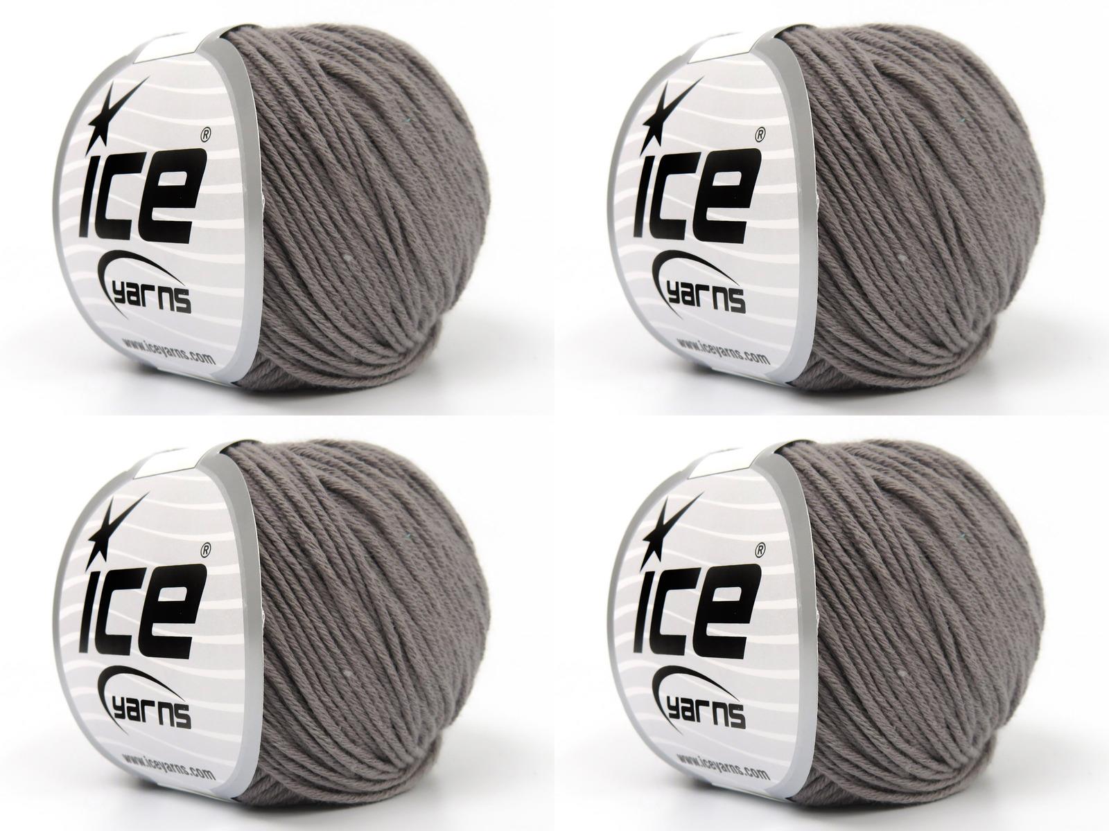 Lot of 4 Skeins Ice Yarns ORGANIC BABY COTTON (100% Organic Cotton) Yarn Grey