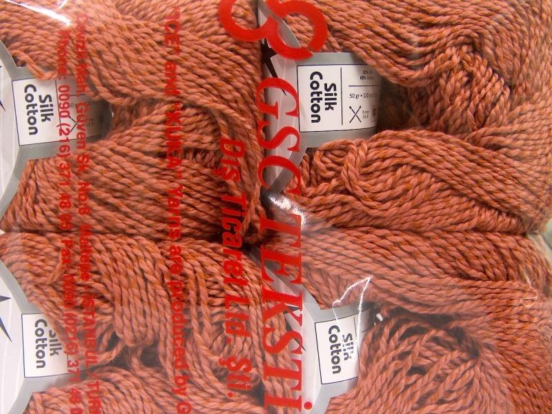 Lot of 4 Skeins Ice Yarns SILK COTTON (32% Silk 68% Cotton) Yarn Tobacco