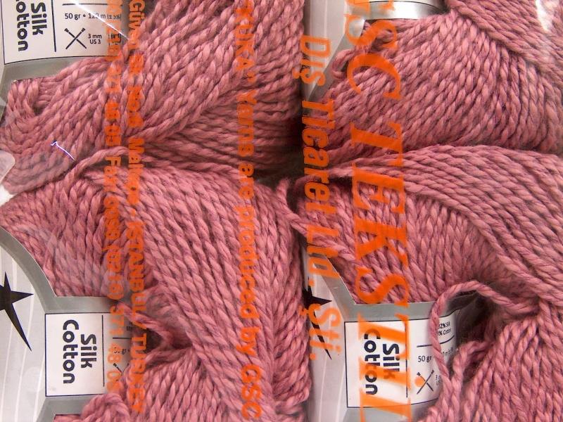Lot of 4 Skeins Ice Yarns SILK COTTON (32% Silk 68% Cotton) Yarn Rose Pink