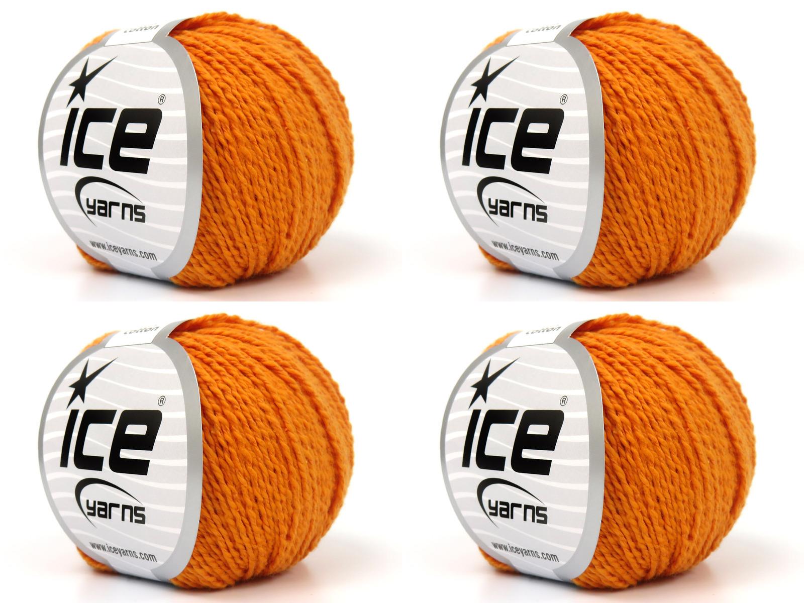 Lot of 4 Skeins Ice Yarns SILK COTTON (32% Silk 68% Cotton) Yarn Orange