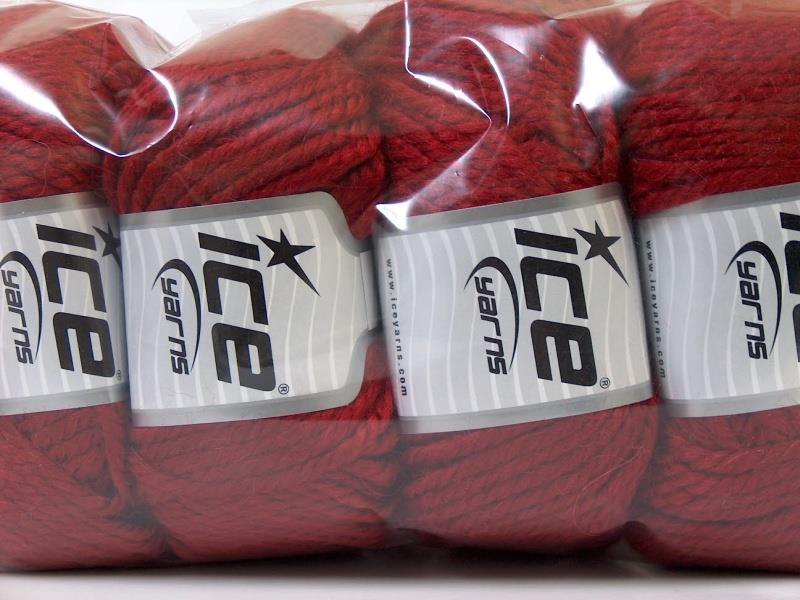 Lot of 4 x 100gr Skeins ICE ALPACA BULKY (25% Alpaca 35% Wool) Yarn Dark Red
