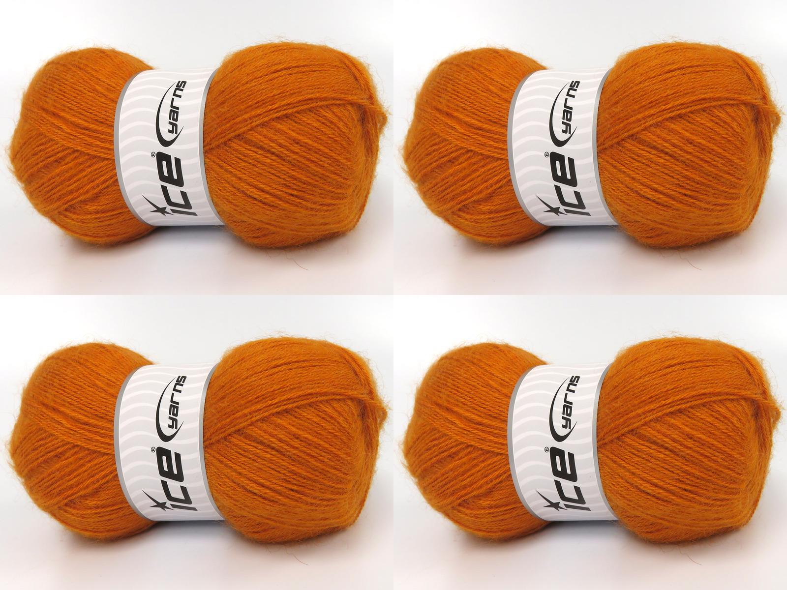 Lot of 4 x 100gr Skeins Ice Yarns ANGORA (10% Mohair 15% Wool) Yarn Gold