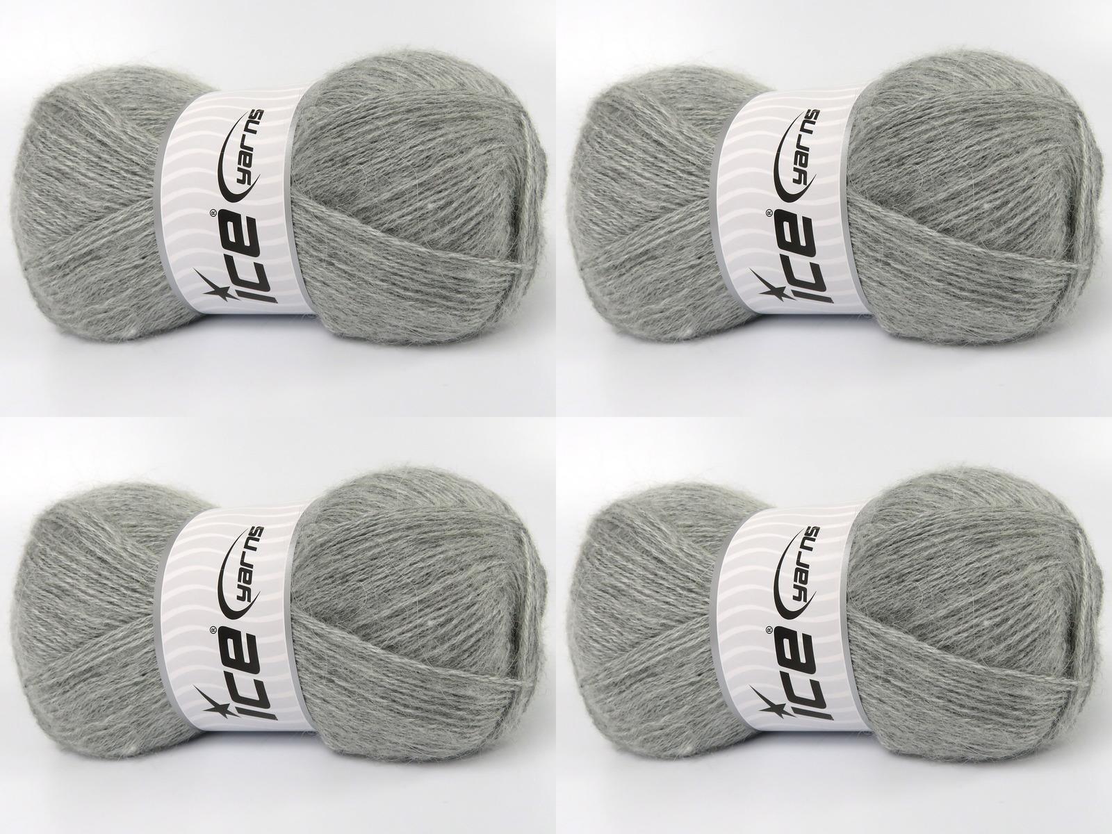 Lot of 4 x 100gr Skeins Ice Yarns ANGORA (10% Mohair 15% Wool) Yarn Grey Melange