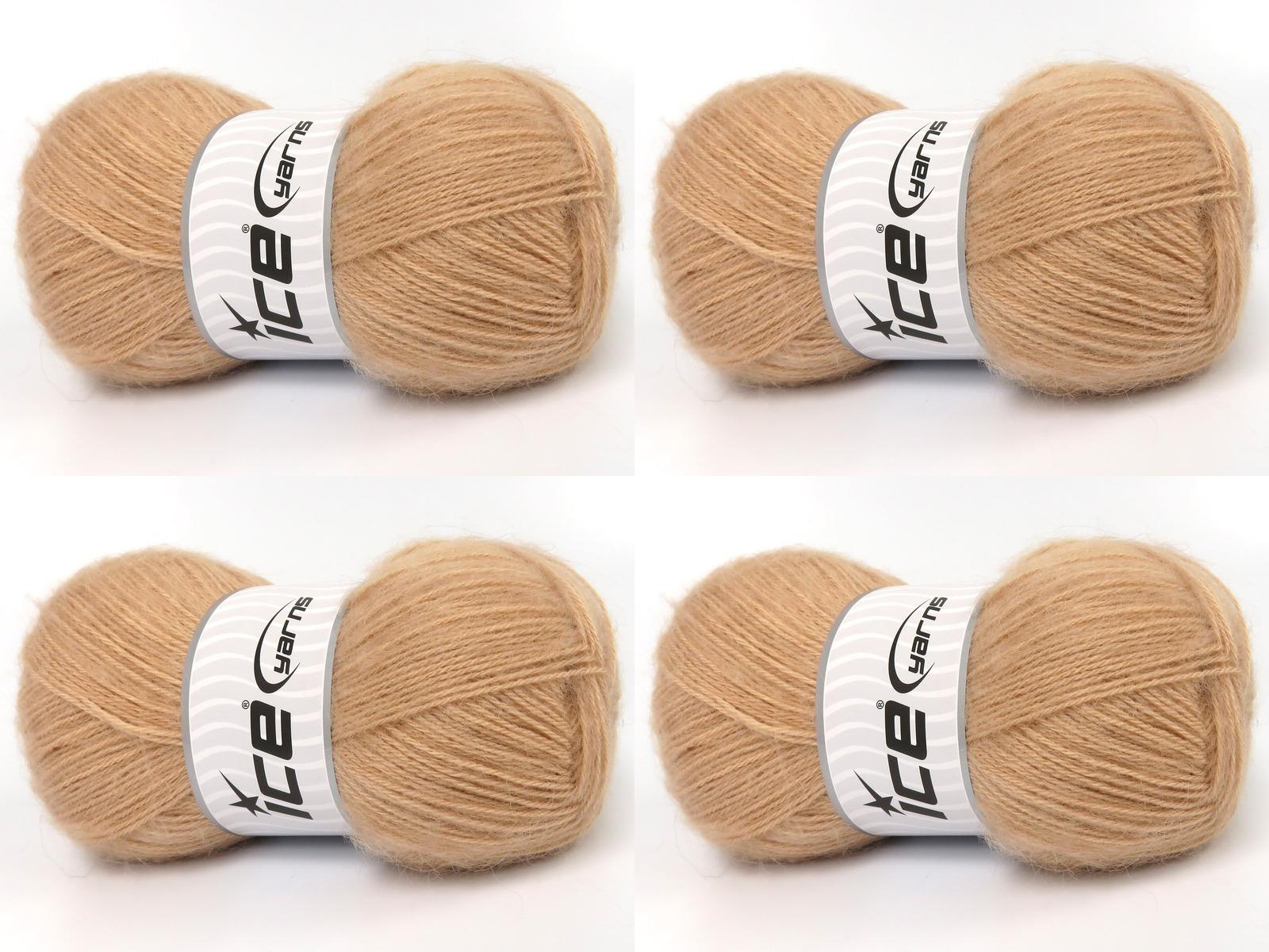 Lot of 4 x 100gr Skeins Ice Yarns ANGORA (10% Mohair 15% Wool) Yarn Powder Pink