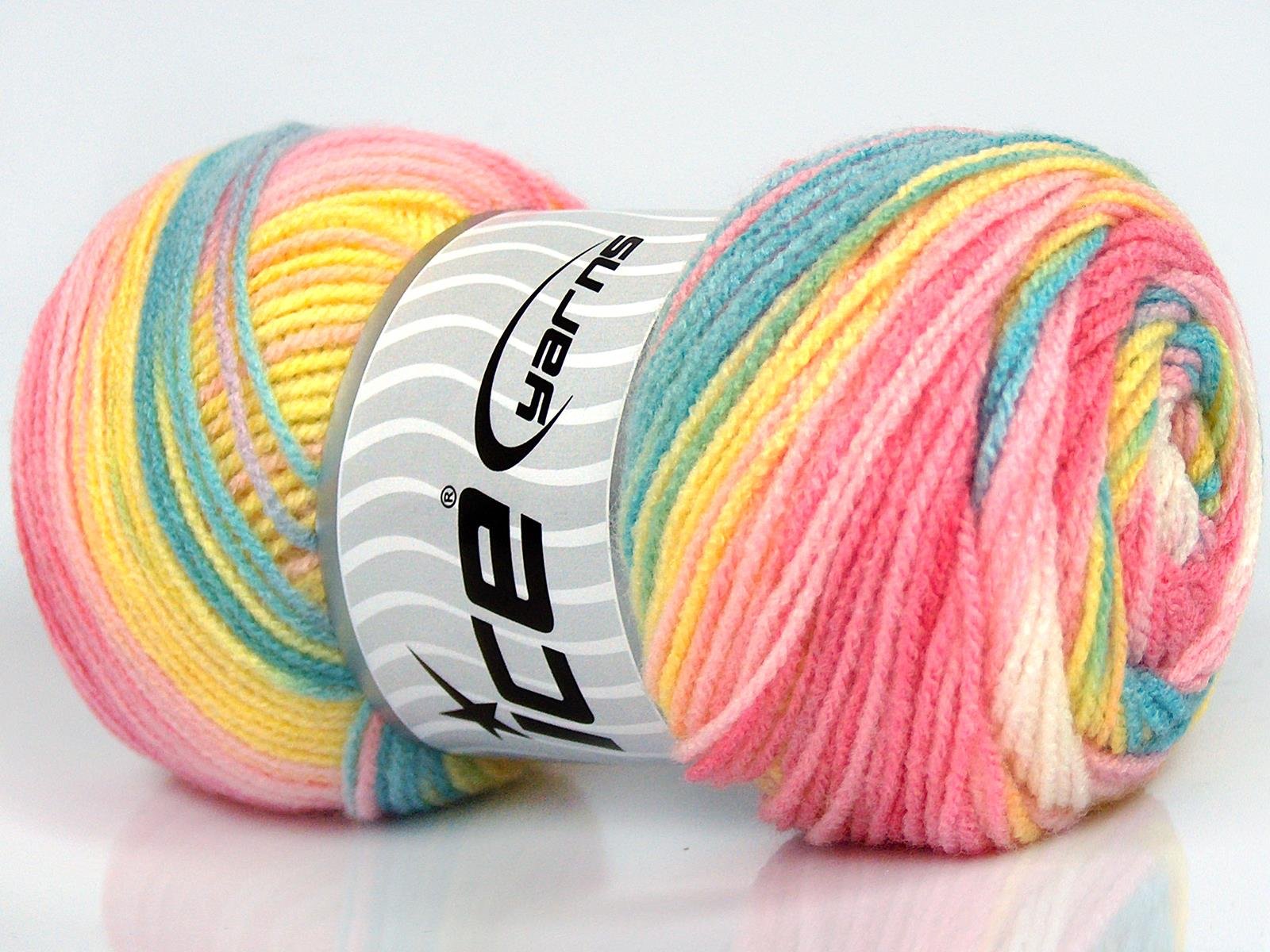 Lot of 4 x 100gr Skeins Ice Yarns BABY BATIK Hand Knitting Yarn Rainbow