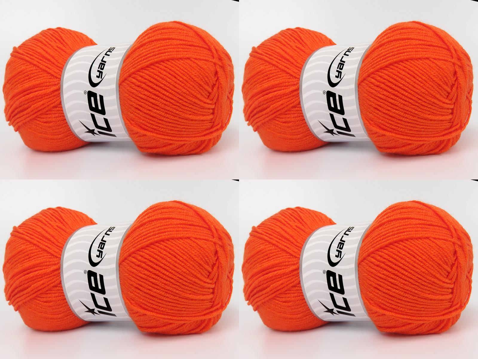 Lot of 4 x 100gr Skeins Ice Yarns BABY DREAM Hand Knitting Yarn Orange
