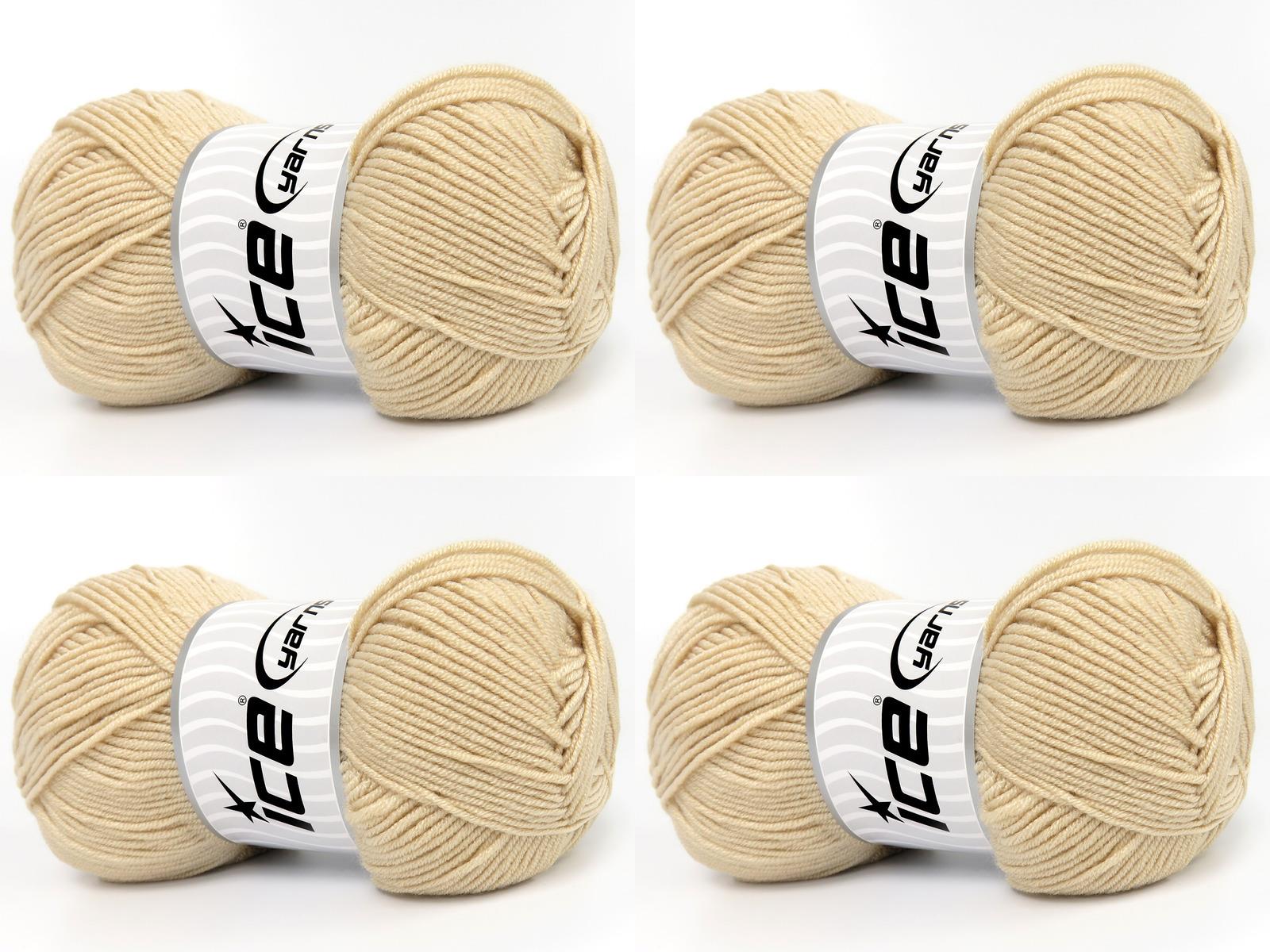 Lot of 4 x 100gr Skeins Ice Yarns BABY DREAM Hand Knitting Yarn Dark Cream
