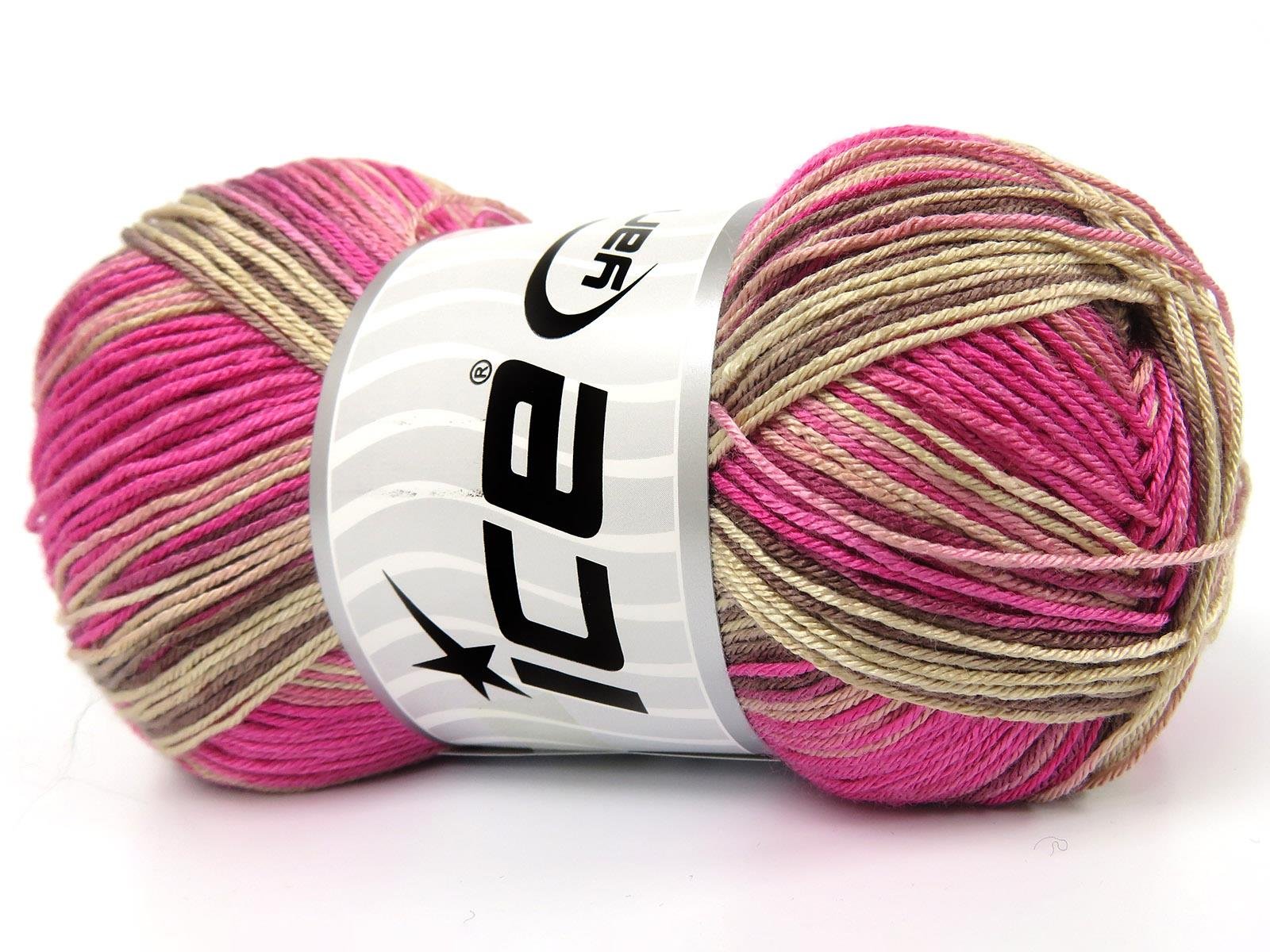 Lot of 4 x 100gr Skeins Ice Yarns BISCUIT Yarn Brown Shades Pink Shades