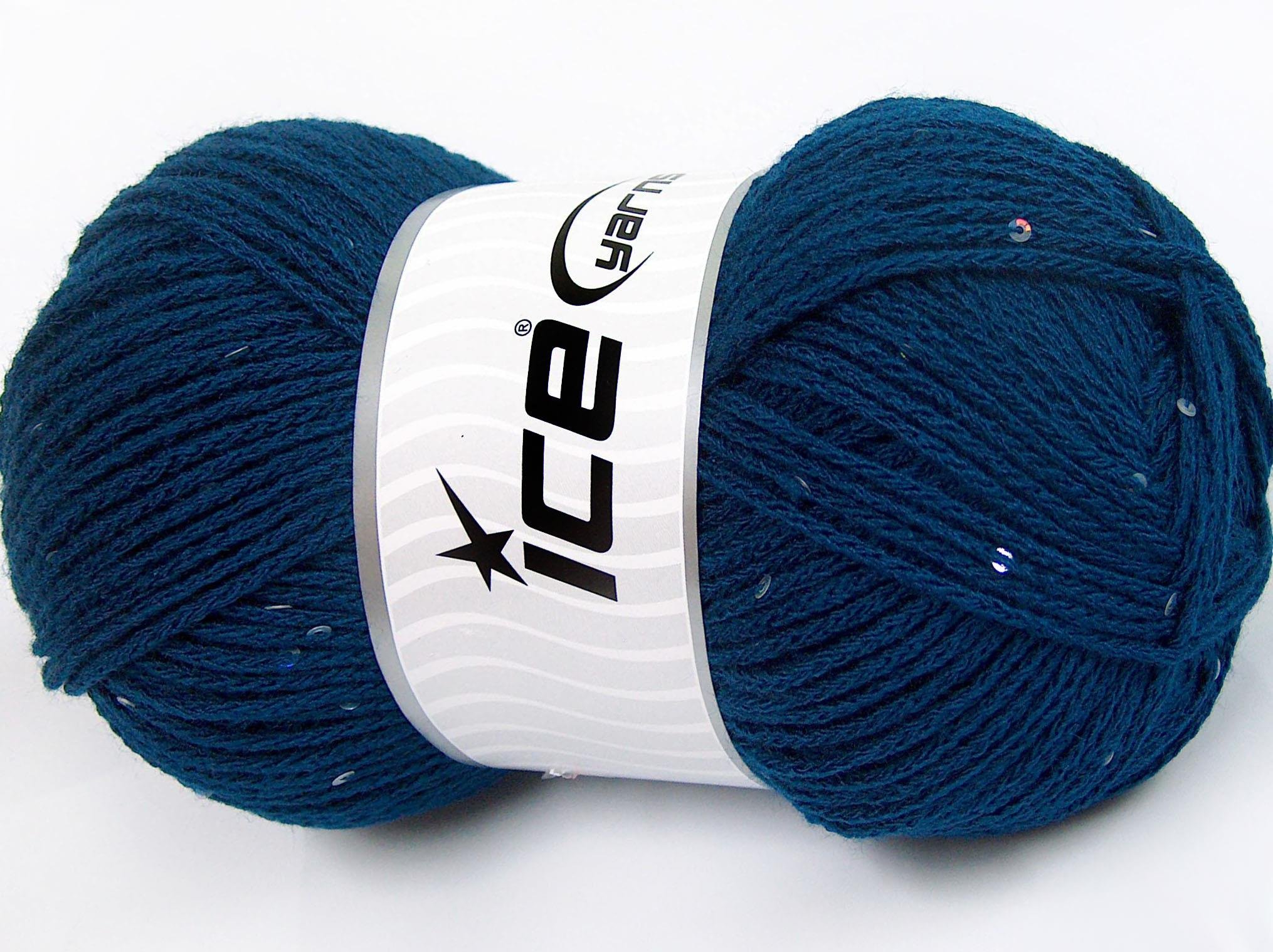 Lot of 4 x 100gr Skeins Ice Yarns CHAIN PAILLETTE (2% Paillette) Yarn Dark Blue