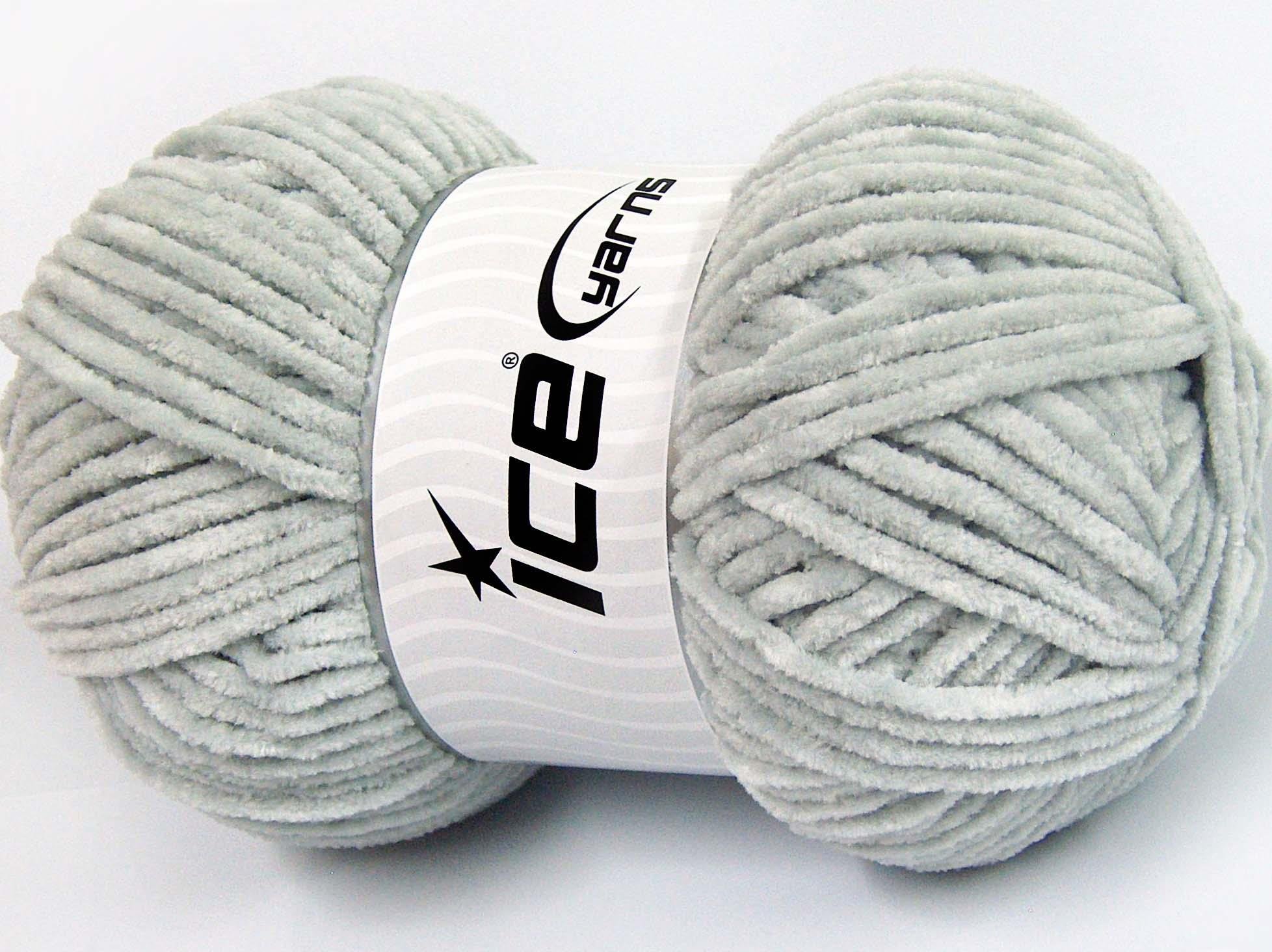 Lot of 4 x 100gr Skeins Ice Yarns CHENILLE BABY LIGHT (100% MicroFiber) Yarn Light Grey