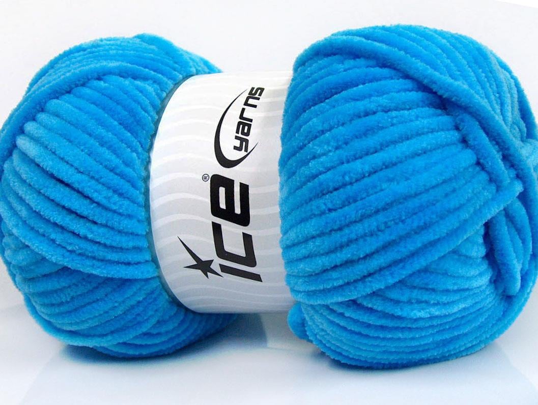Lot of 4 x 100gr Skeins Ice Yarns CHENILLE BABY (100% MicroFiber) Yarn Blue