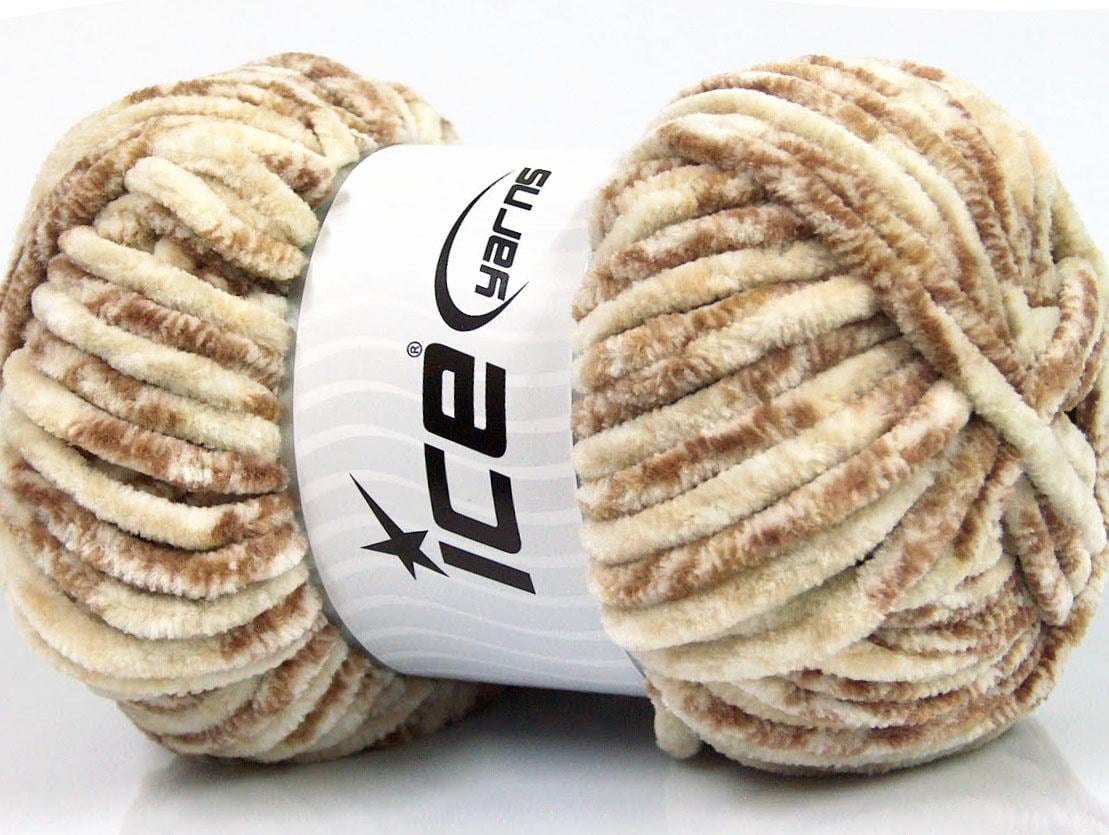 Lot of 4 x 100gr Skeins Ice Yarns CHENILLE SAFARI (100% MicroFiber) Yarn Cream Beige White