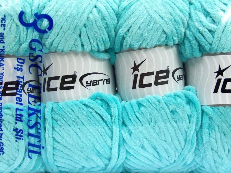 Lot of 4 x 100gr Skeins Ice Yarns CHENILLE BABY (100% MicroFiber) Yarn Turquoise