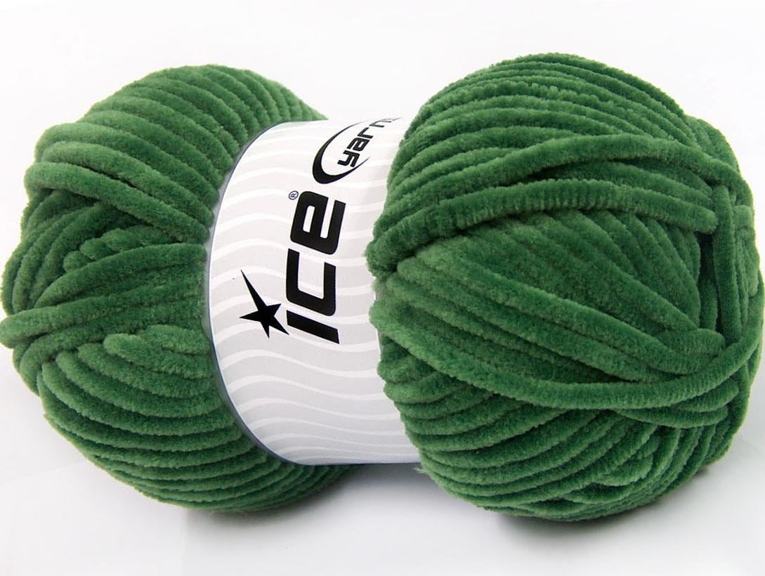 Lot of 4 x 100gr Skeins Ice Yarns CHENILLE BABY (100% MicroFiber) Yarn Jungle Green