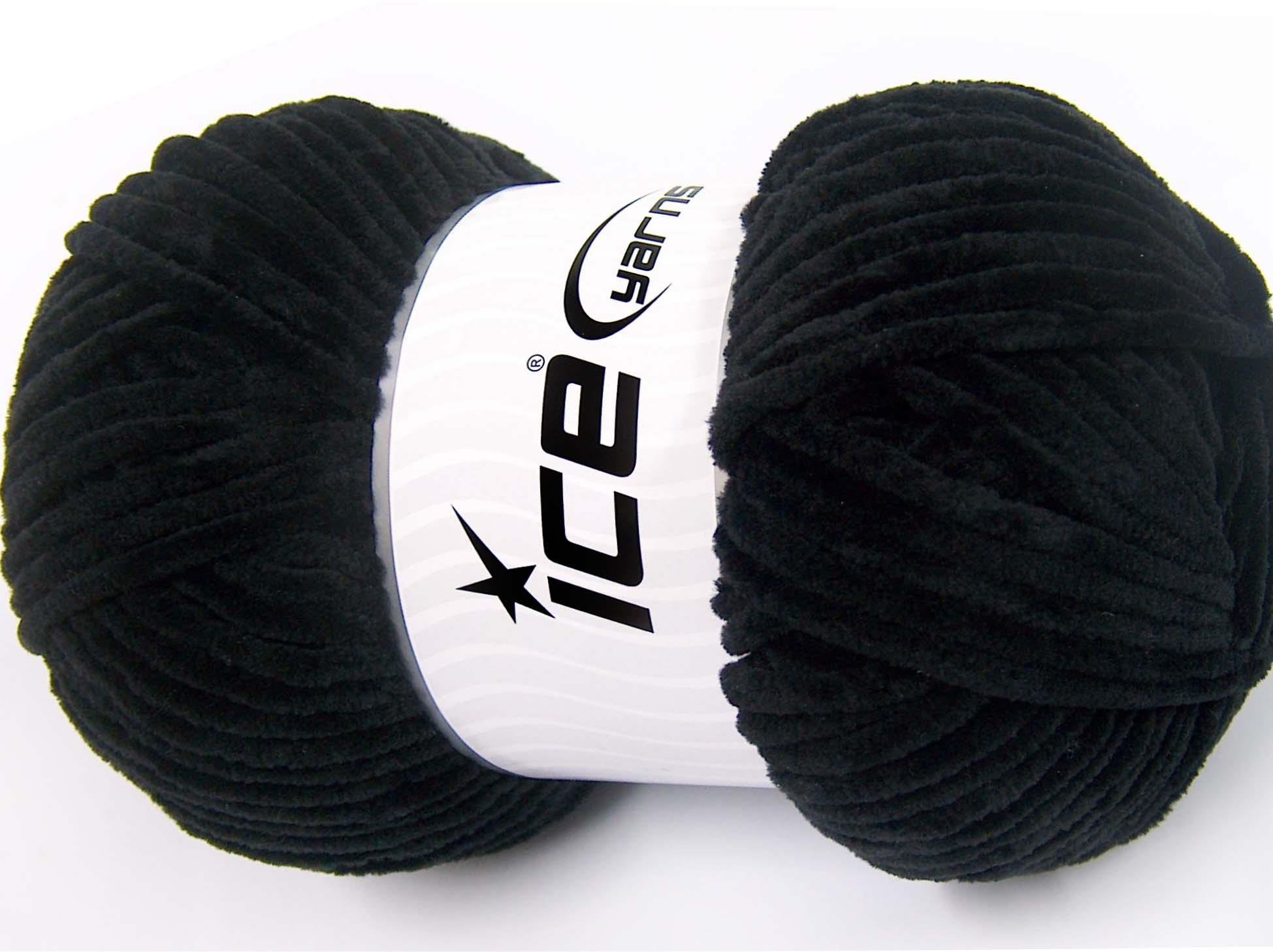 Lot of 4 x 100gr Skeins Ice Yarns CHENILLE BABY LIGHT (100% MicroFiber) Yarn Black
