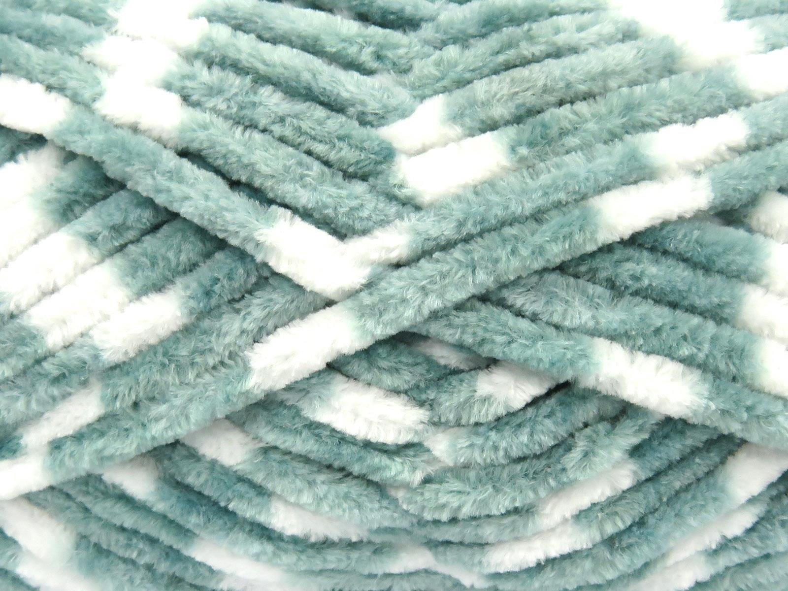 Lot of 4 x 100gr Skeins Ice Yarns CHENILLE BABY COLORS (100% MicroFiber) Yarn Green White