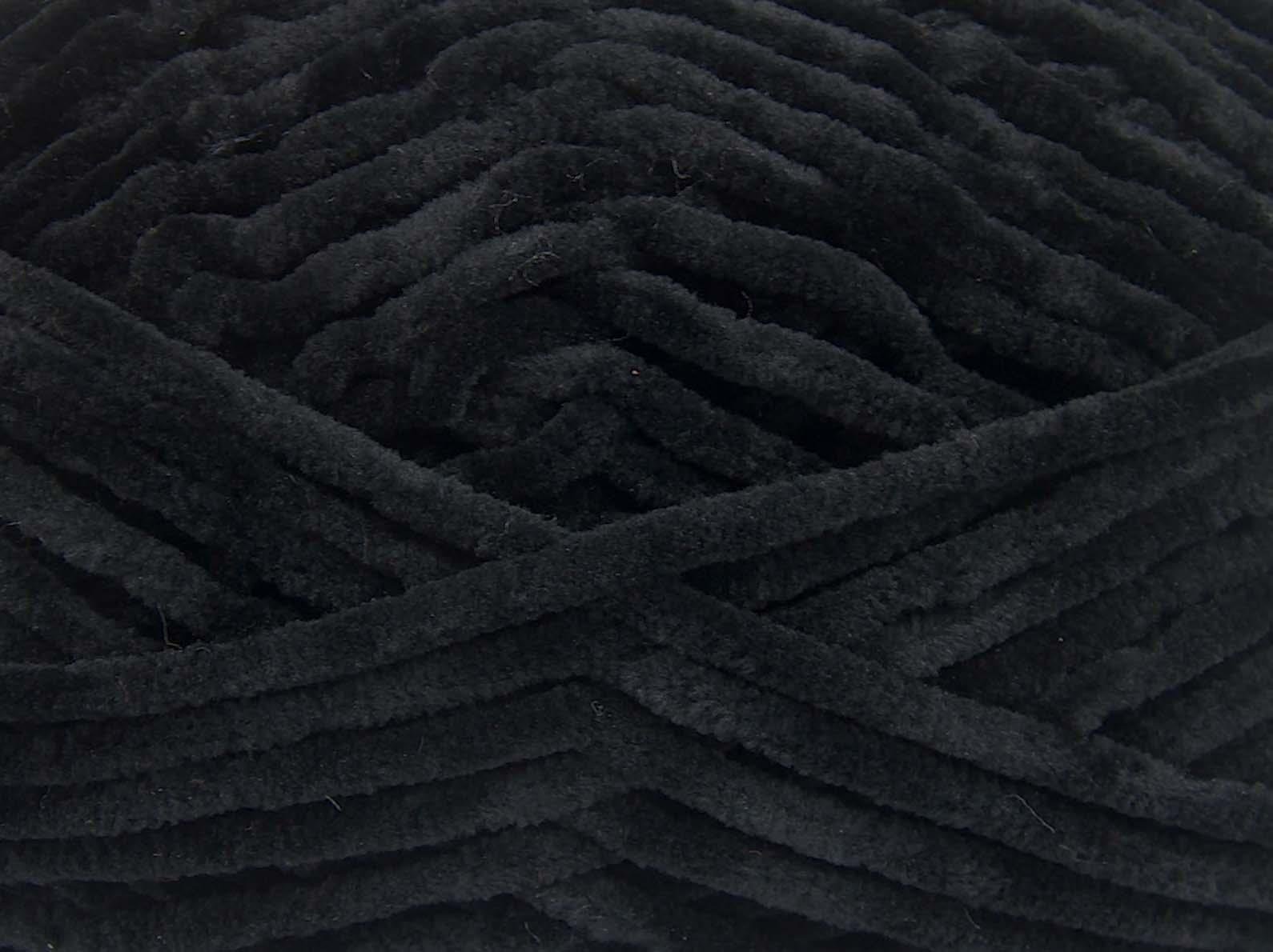 Lot of 4 x 100gr Skeins Ice Yarns CHENILLE BABY LIGHT (100% MicroFiber) Yarn Black