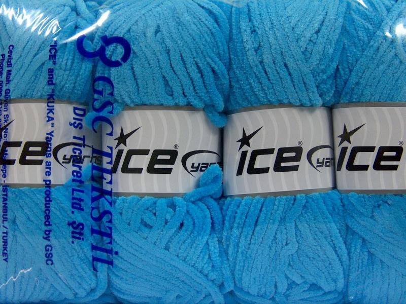 Lot of 4 x 100gr Skeins Ice Yarns CHENILLE BABY (100% MicroFiber) Yarn Blue
