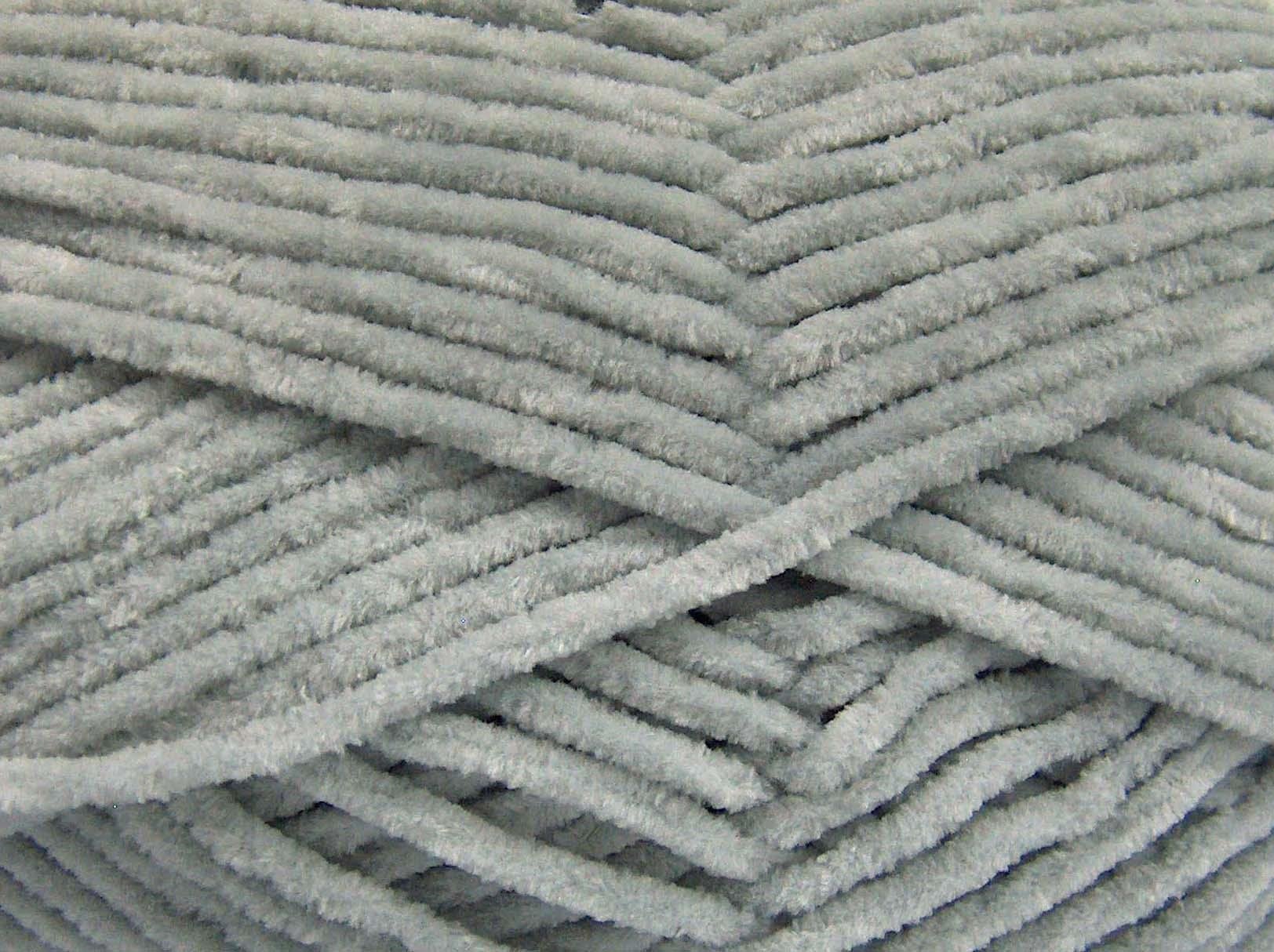 Lot of 4 x 100gr Skeins Ice Yarns CHENILLE BABY LIGHT (100% MicroFiber) Yarn Light Grey