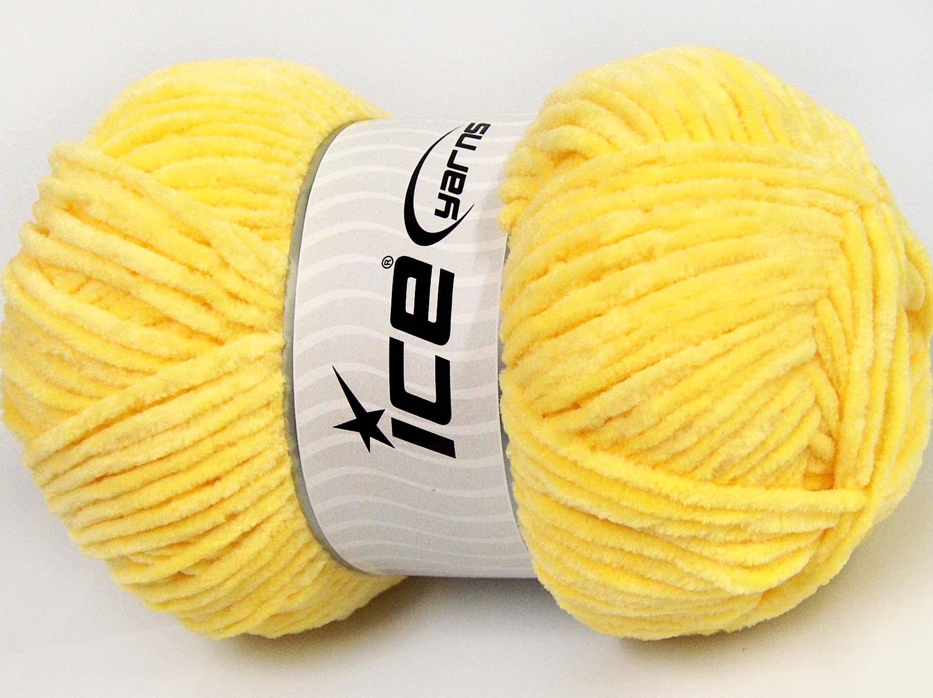 Lot of 4 x 100gr Skeins Ice Yarns CHENILLE BABY LIGHT (100% MicroFiber) Yarn Yellow