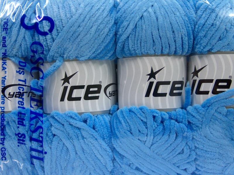 Lot of 4 x 100gr Skeins Ice Yarns CHENILLE BABY (100% MicroFiber) Yarn Blue
