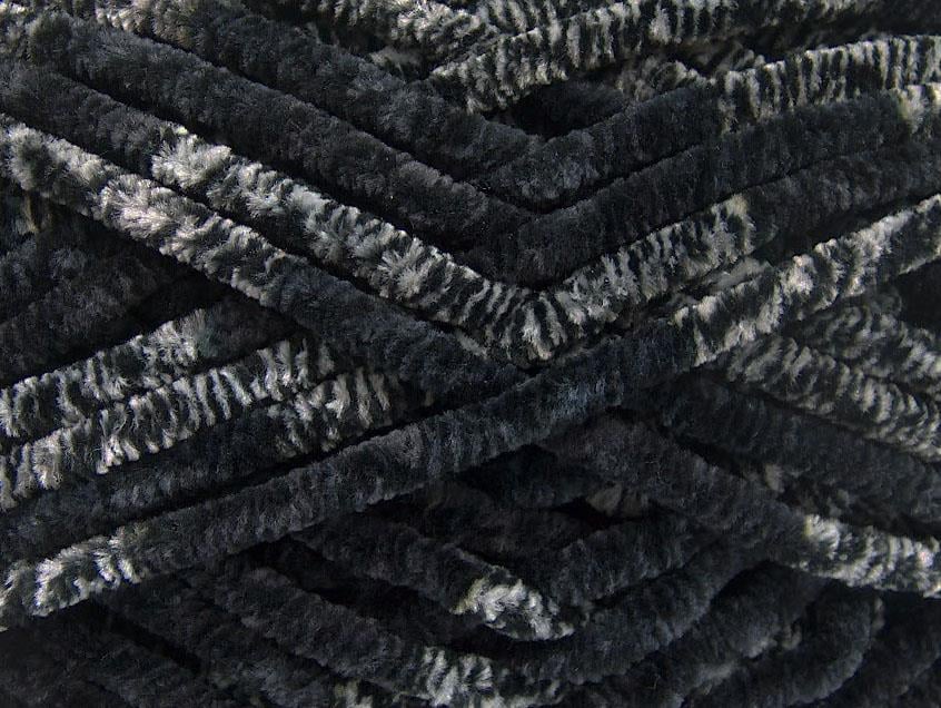 Lot of 4 x 100gr Skeins Ice Yarns CHENILLE SAFARI (100% MicroFiber) Yarn Black Grey Shades