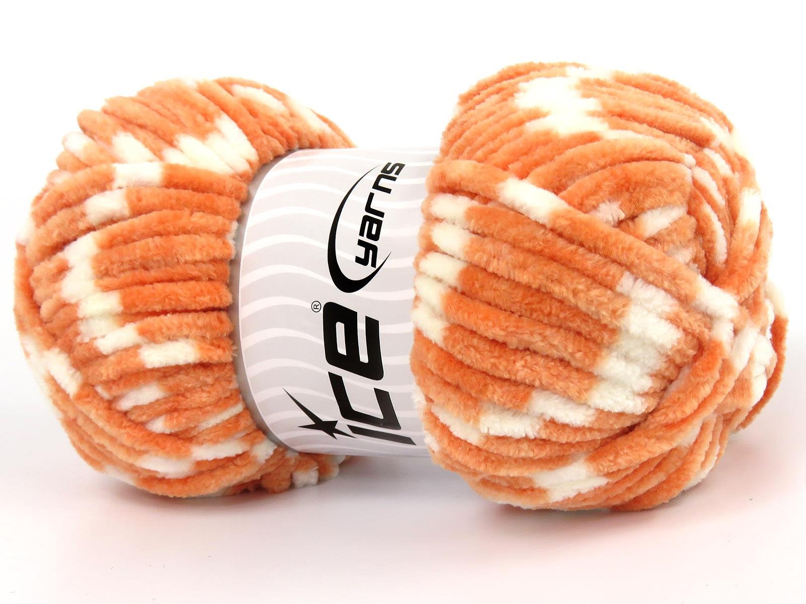 Lot of 4 x 100gr Skeins Ice Yarns CHENILLE BABY COLORS (100% MicroFiber) Yarn Salmon White