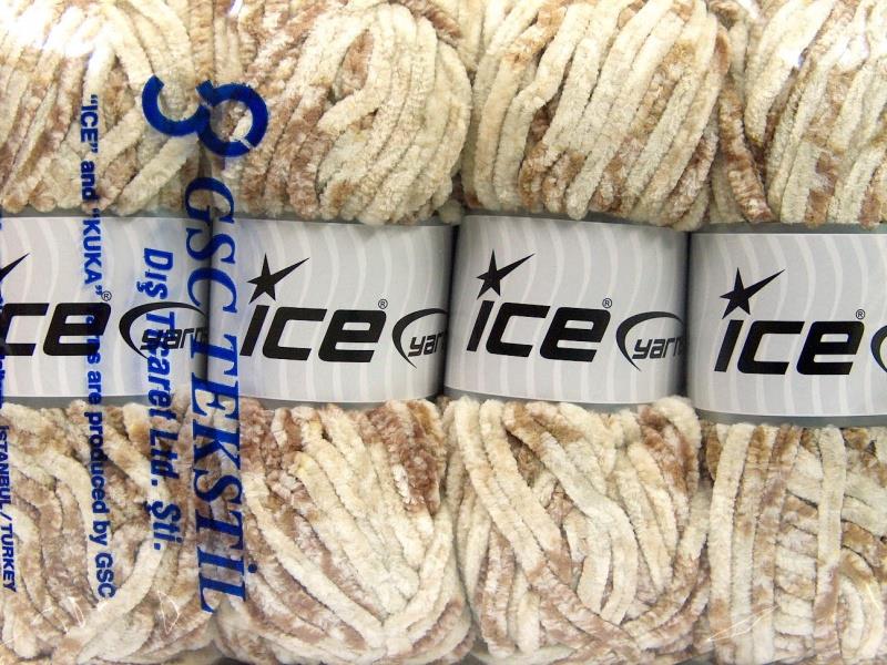 Lot of 4 x 100gr Skeins Ice Yarns CHENILLE SAFARI (100% MicroFiber) Yarn Cream Beige White