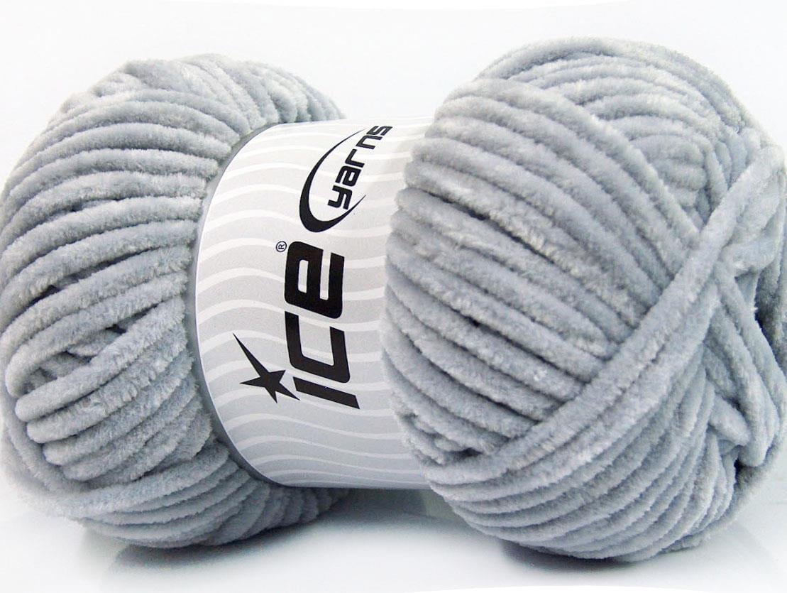 Lot of 4 x 100gr Skeins Ice Yarns CHENILLE BABY (100% MicroFiber) Yarn Grey