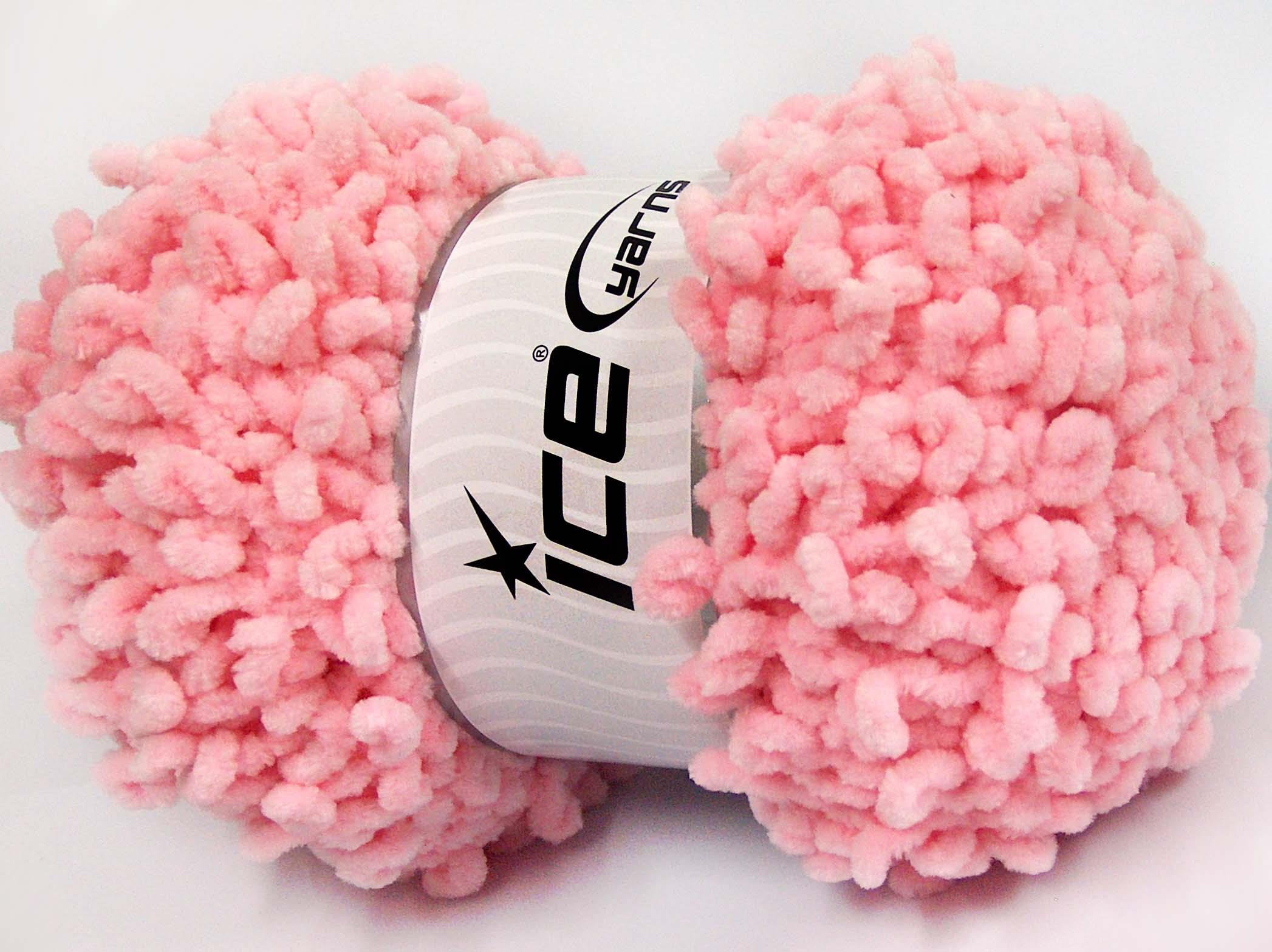 Lot of 4 x 100gr Skeins Ice Yarns CHENILLE BOUCLERON (100% MicroFiber) Yarn Light Pink