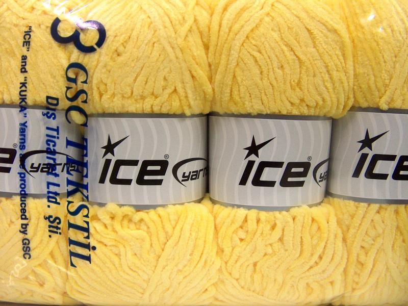 Lot of 4 x 100gr Skeins Ice Yarns CHENILLE BABY LIGHT (100% MicroFiber) Yarn Yellow