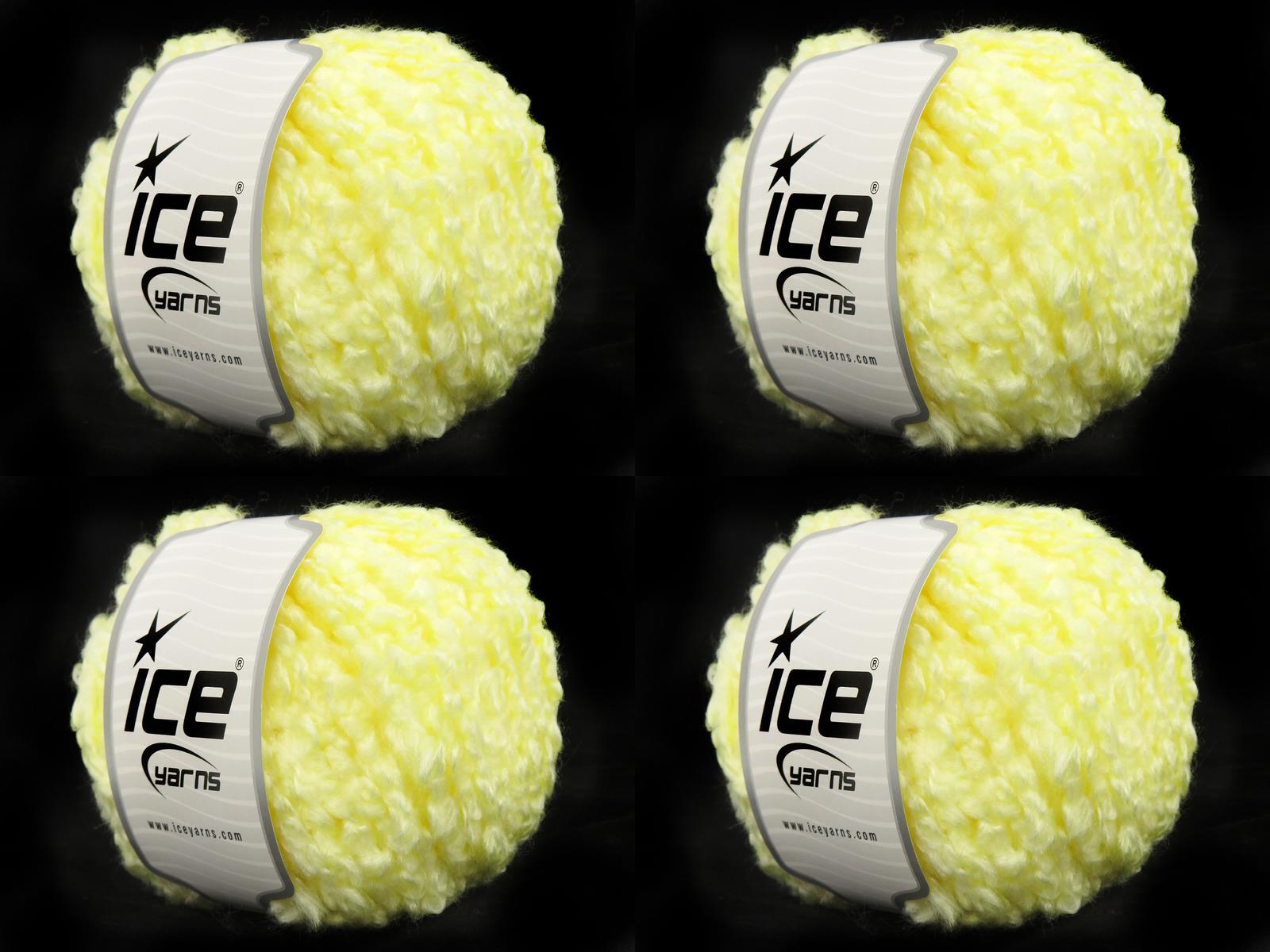 Lot of 4 x 100gr Skeins Ice Yarns CLOUDY Hand Knitting Yarn Light Yellow