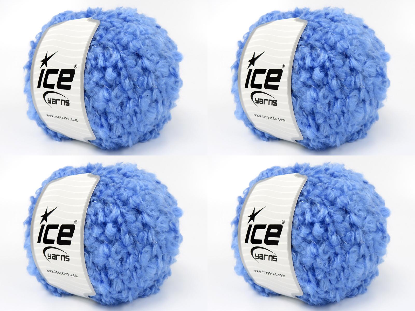 Lot of 4 x 100gr Skeins Ice Yarns CLOUDY Hand Knitting Yarn Blue