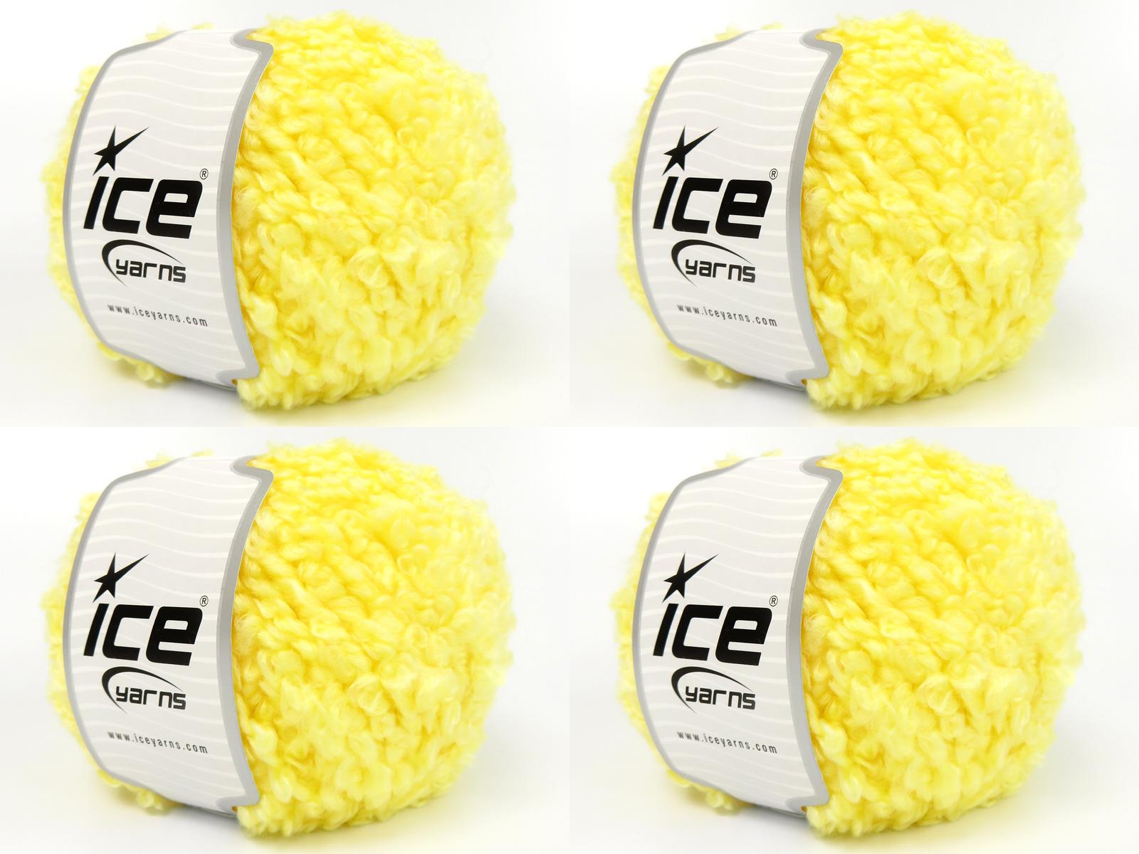 Lot of 4 x 100gr Skeins Ice Yarns CLOUDY Hand Knitting Yarn Yellow