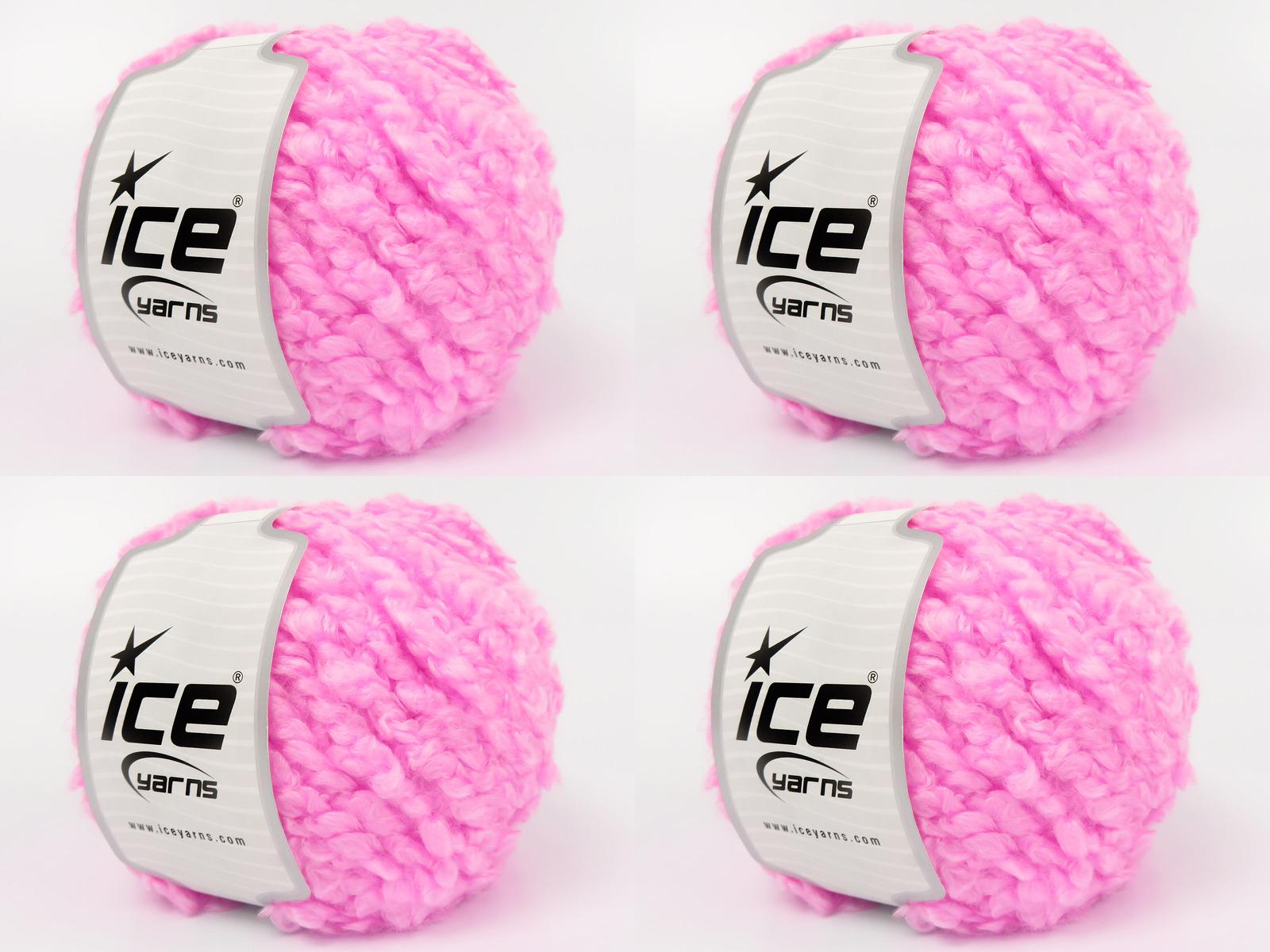 Lot of 4 x 100gr Skeins Ice Yarns CLOUDY Hand Knitting Yarn Pink