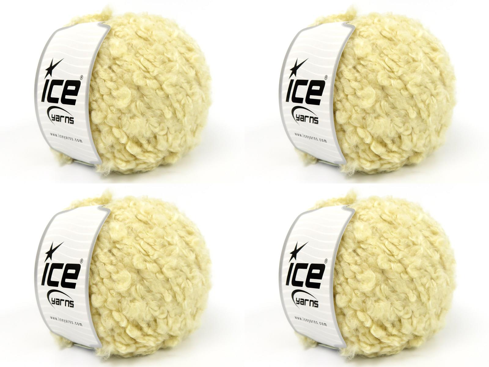 Lot of 4 x 100gr Skeins Ice Yarns CLOUDY Hand Knitting Yarn Dark Cream